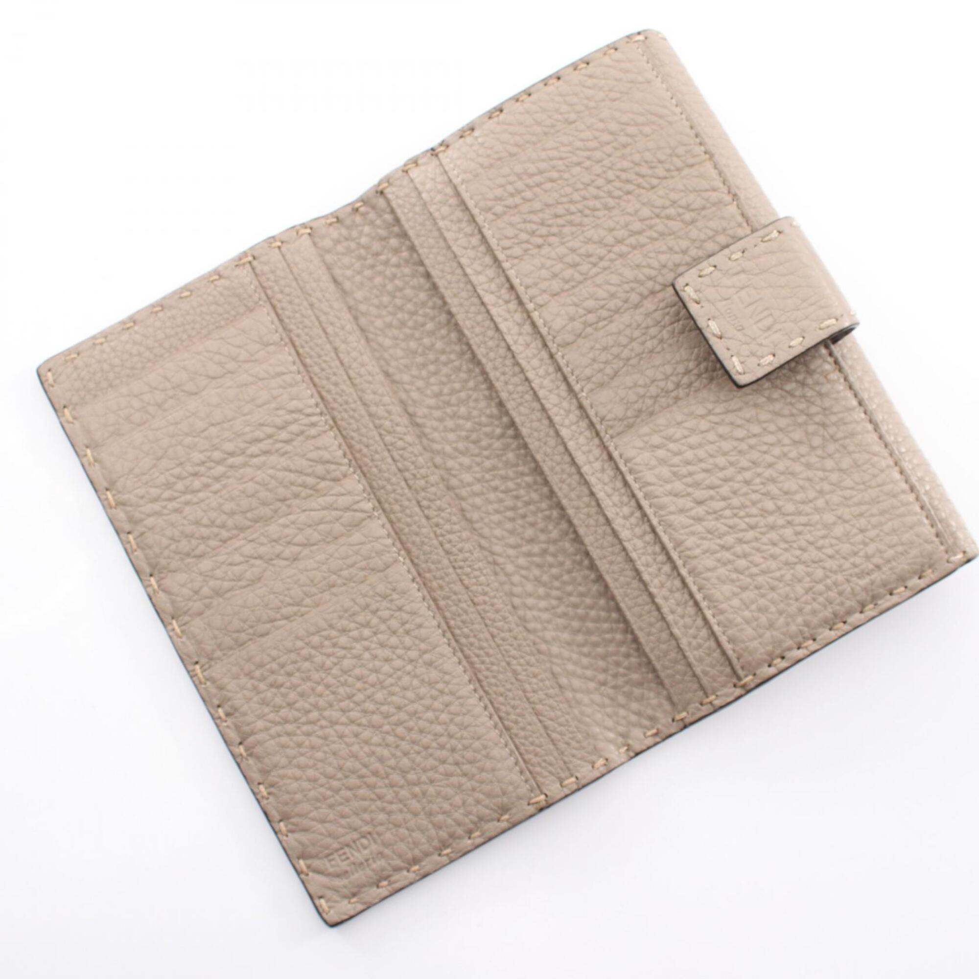 Fendi Beige Leather Long Wallet (Bi-Fold) (Pre-Owned)