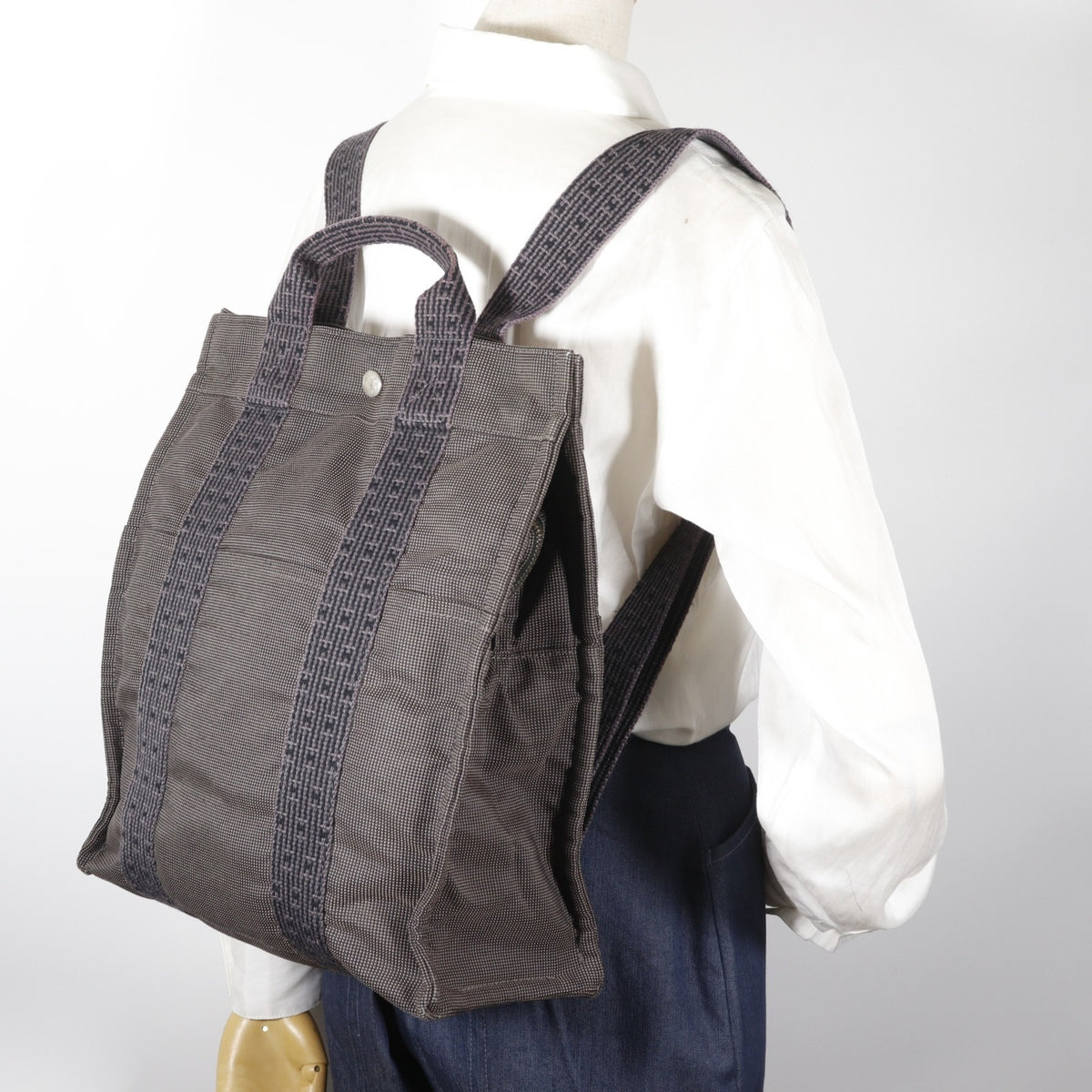 Hermes Gray Nylon Canvas Backpack (Pre-Owned)