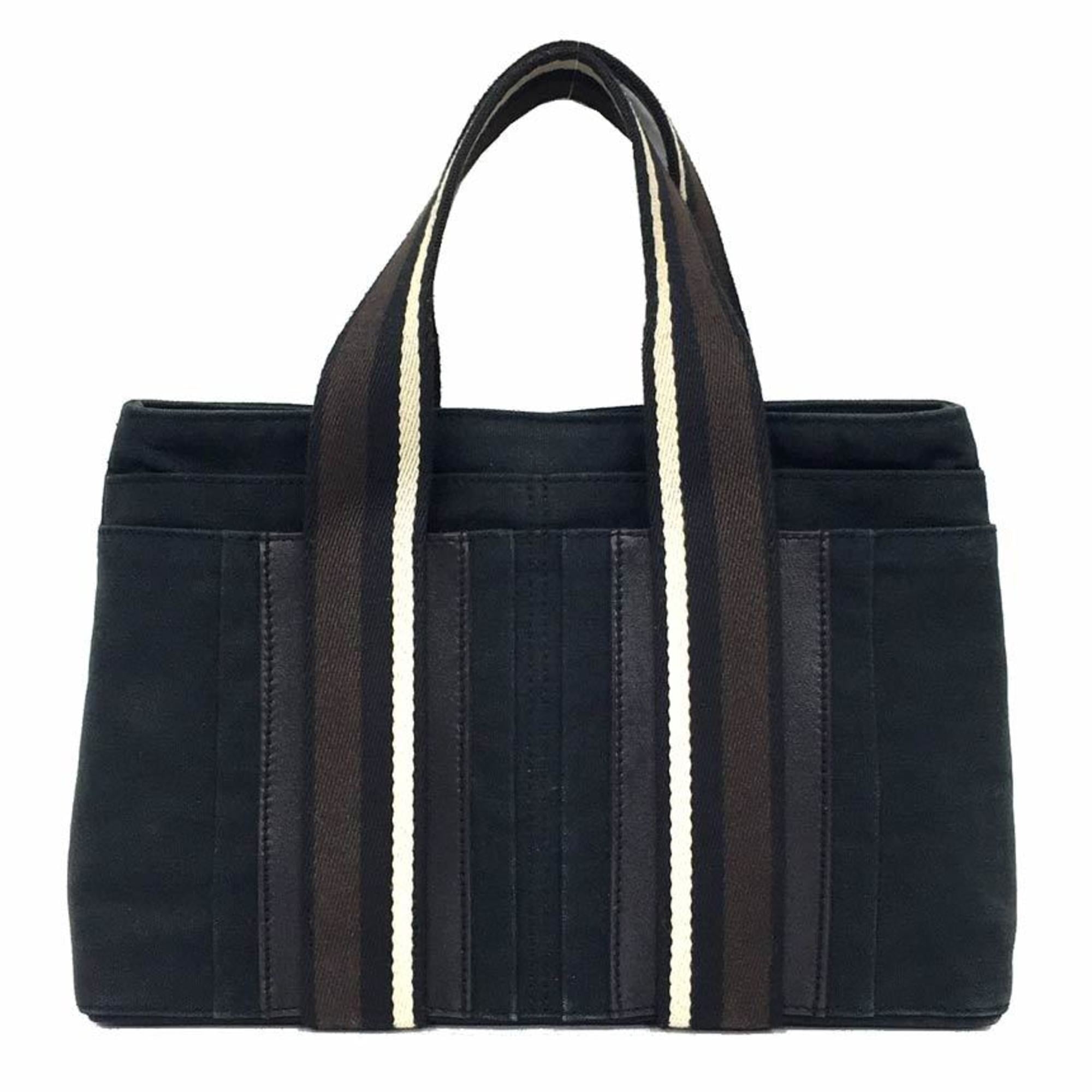 Hermes Black Canvas Leather Tote Bag (Pre-Owned)
