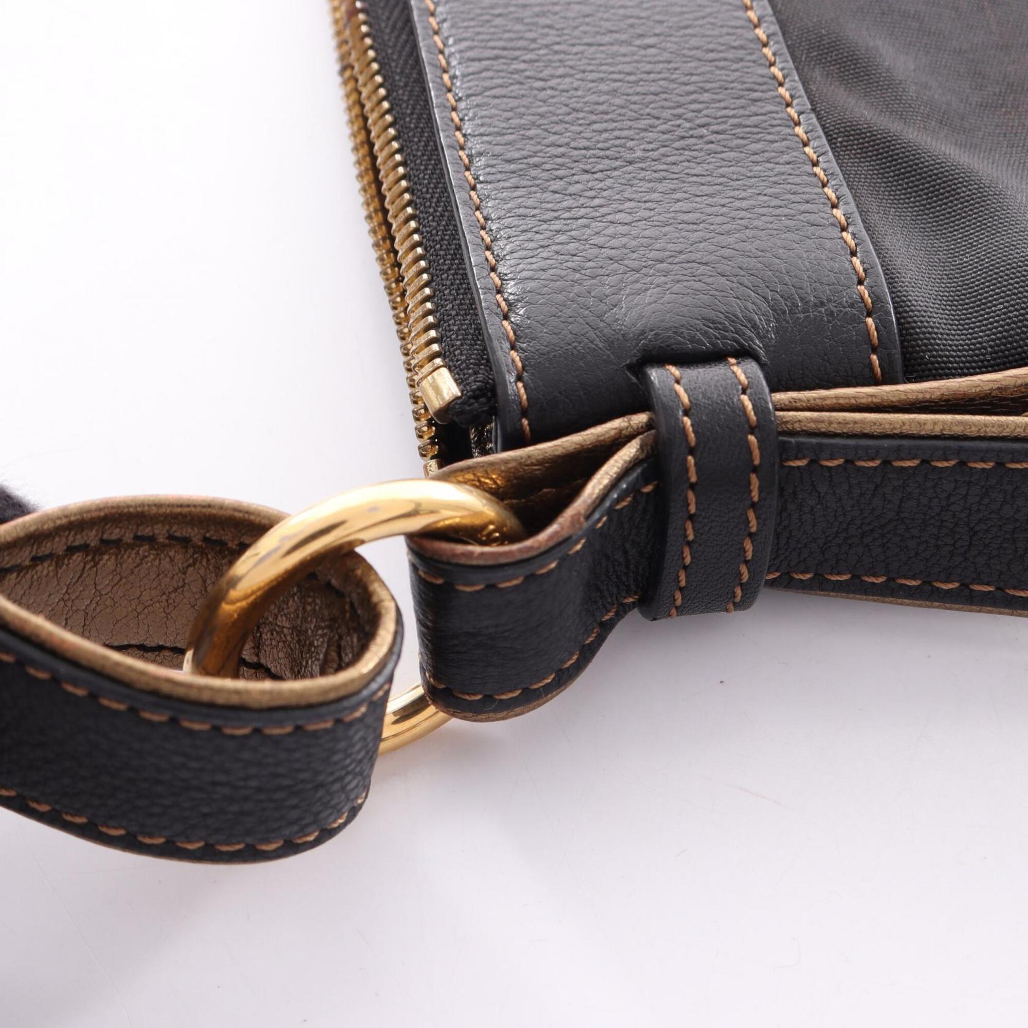 Loewe Black Nylon Leather Handbag Shoulder Bag (Pre-Owned)