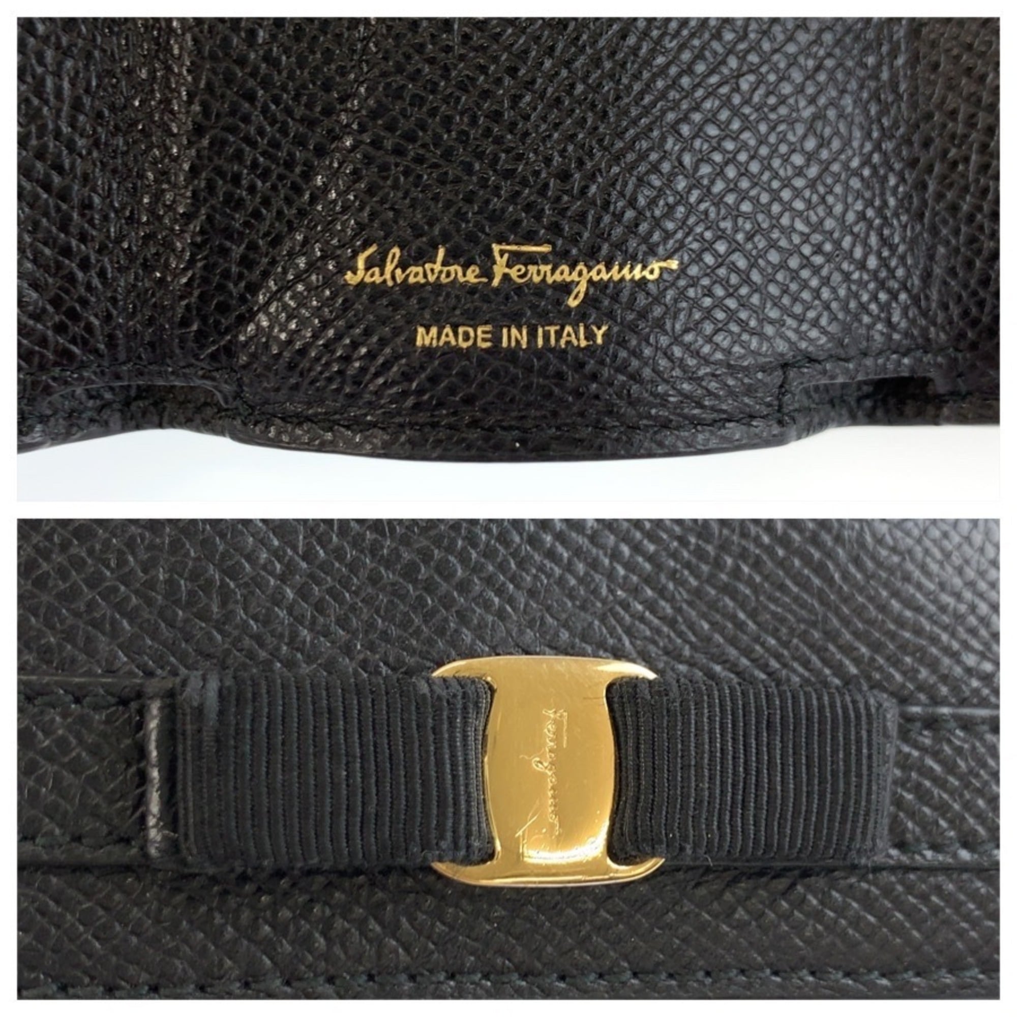 Salvatore Ferragamo Black Leather Wallet (Tri-Fold) (Pre-Owned)