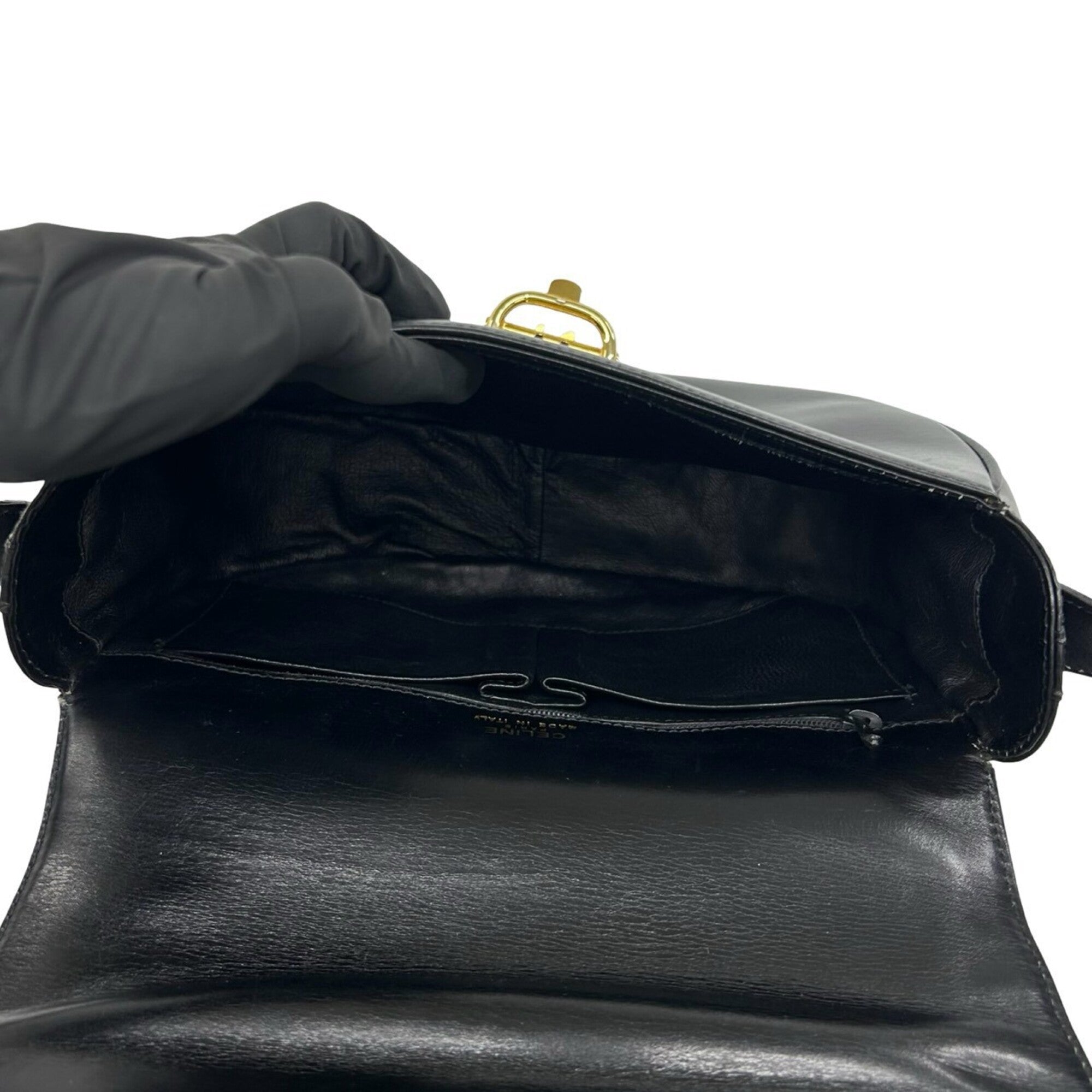 Celine Black Leather Pochette Shoulder Bag (Pre-Owned)