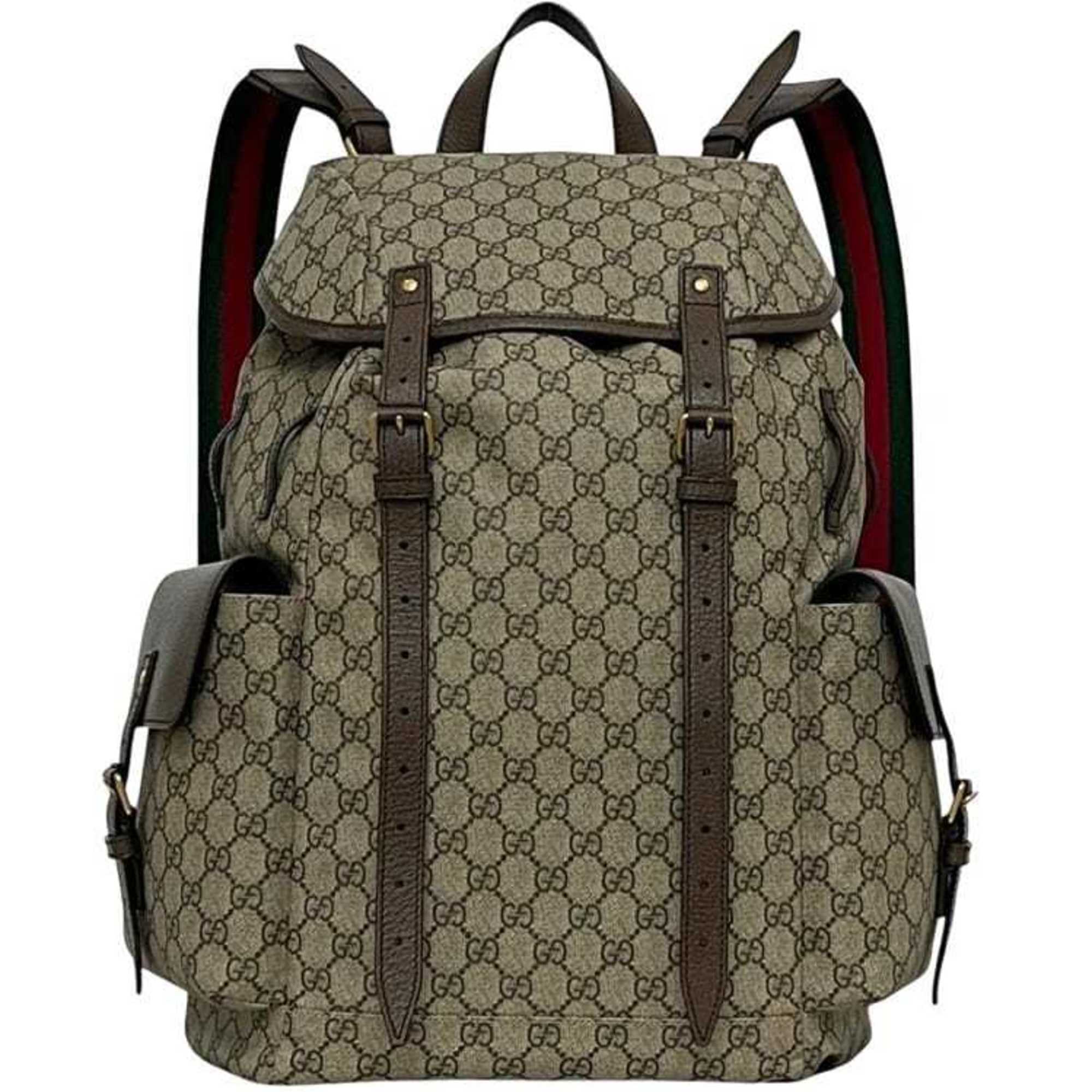 Gucci Sherry Line Beige Brown Gg Supreme Backpack (Pre-Owned)