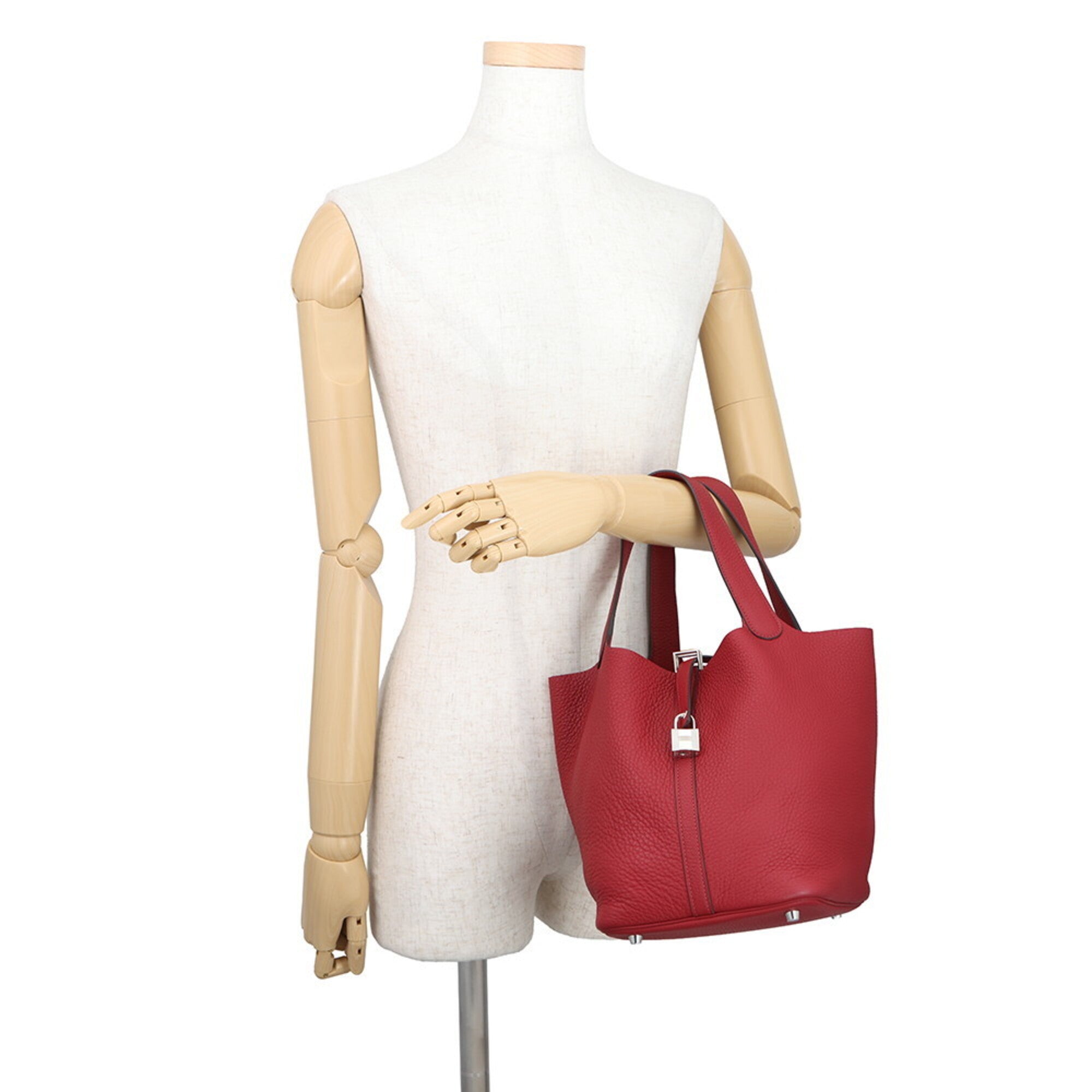 Hermes Picotin Rouge Casaque Taurillon Clemence Leather Handbag (Pre-Owned)