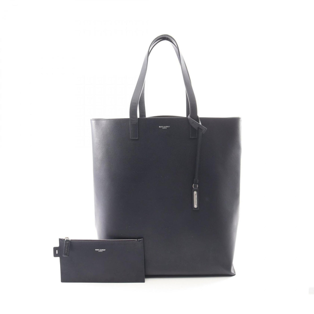Saint Laurent Navy Leather Handbag Pouch Tote Bag (Pre-Owned)