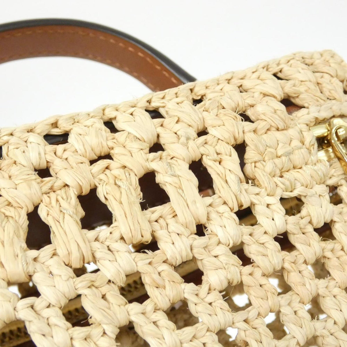 Louis Vuitton Beige Raffia Leather Handbag Pouch Shoulder Bag (Pre-Owned)
