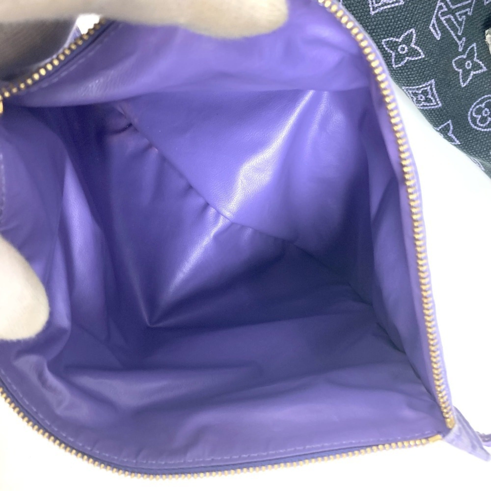 Louis Vuitton Purple Leather Canvas Shoulder Bag Tote Bag (Pre-Owned)