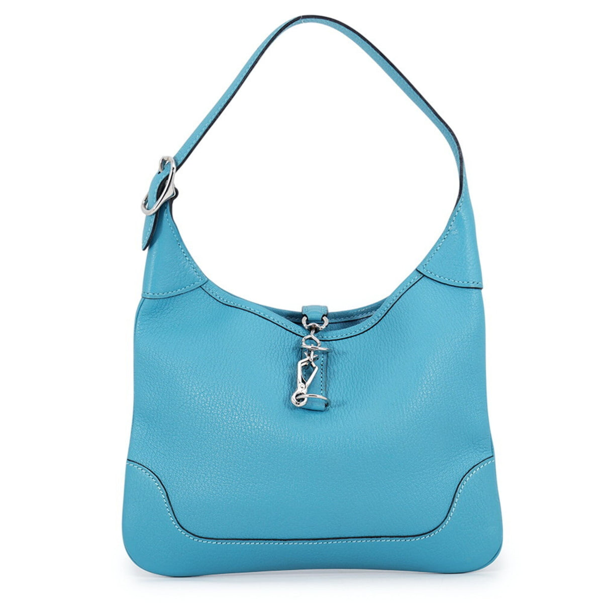 Hermes Turquoise Blue Chevre Leather Handbag Shoulder Bag (Pre-Owned)