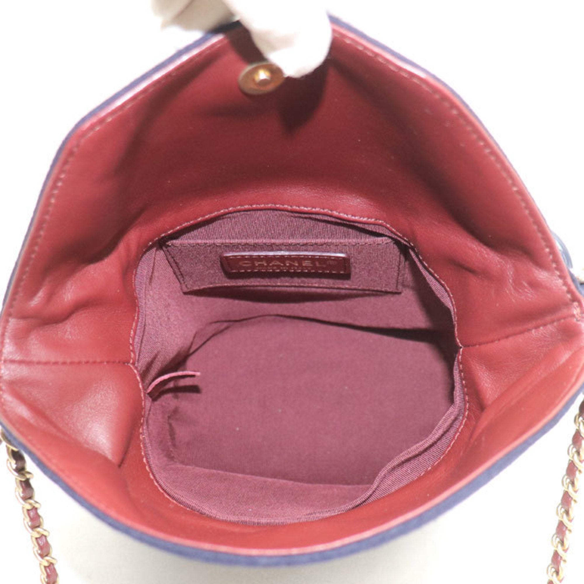 Chanel Navy Wool Leather Shoulder Bag (Pre-Owned)