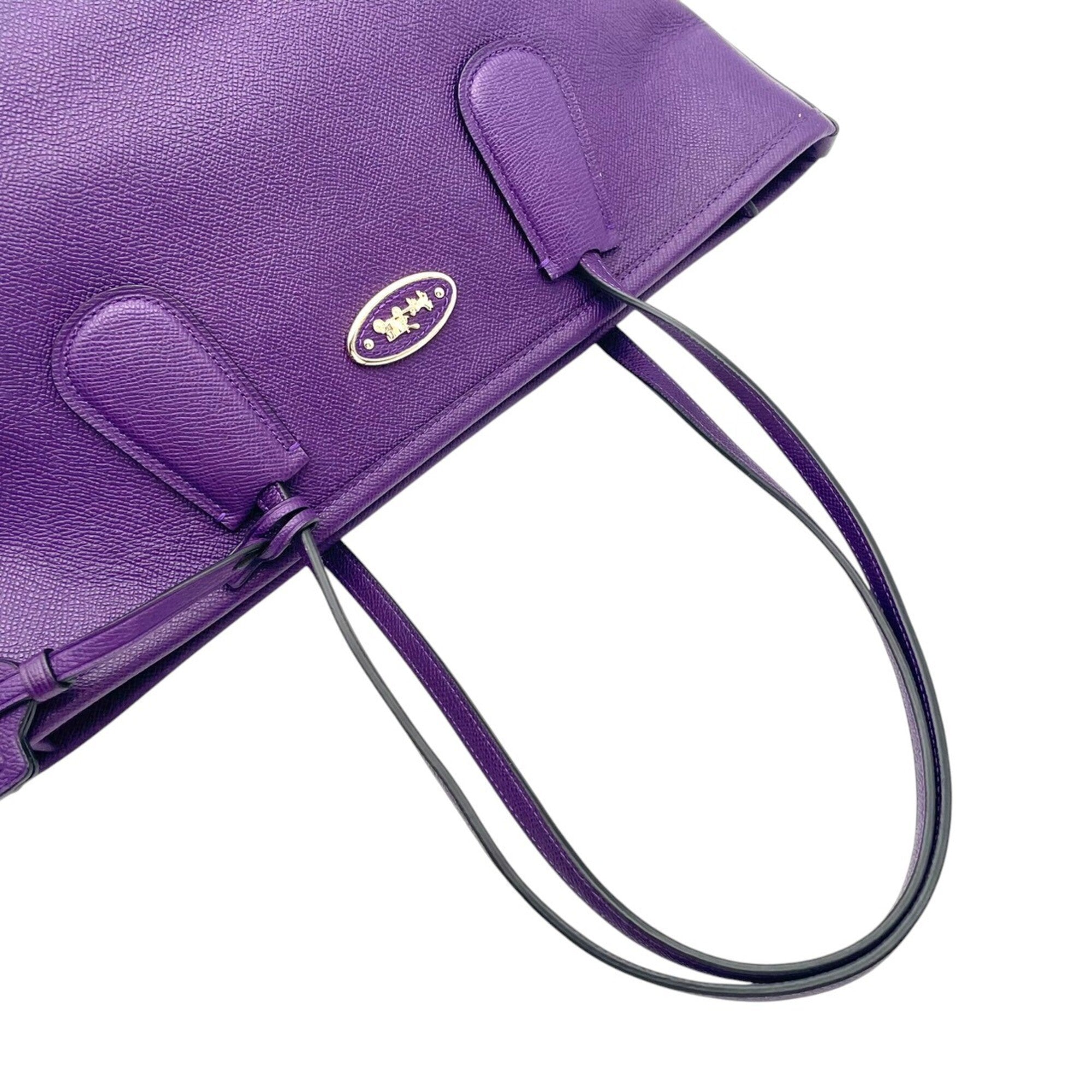 Coach Purple Leather Handbag Tote Bag (Pre-Owned)