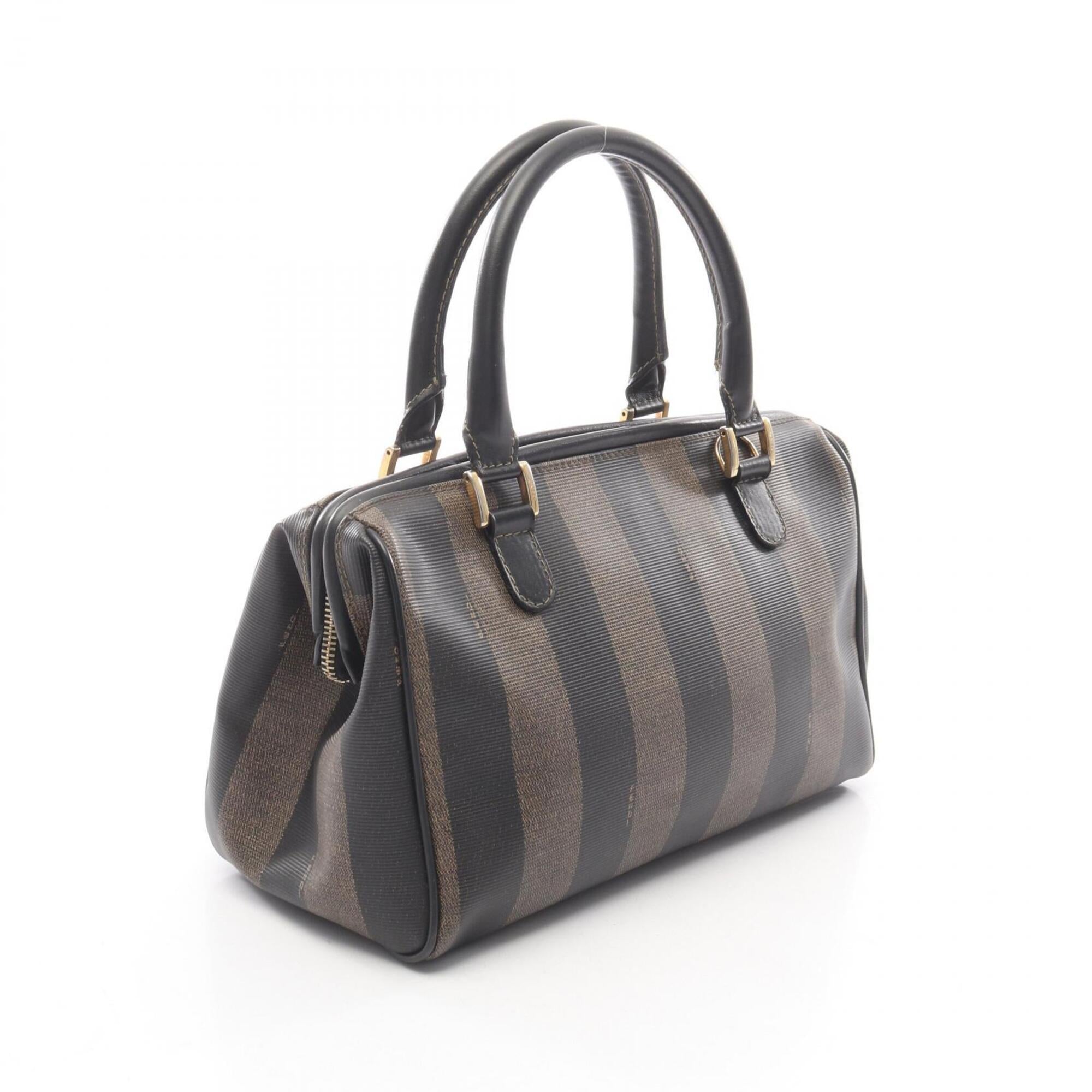 Fendi Black Brown Coated Canvas Pvc Leather Handbag Tote Bag (Pre-Owned)