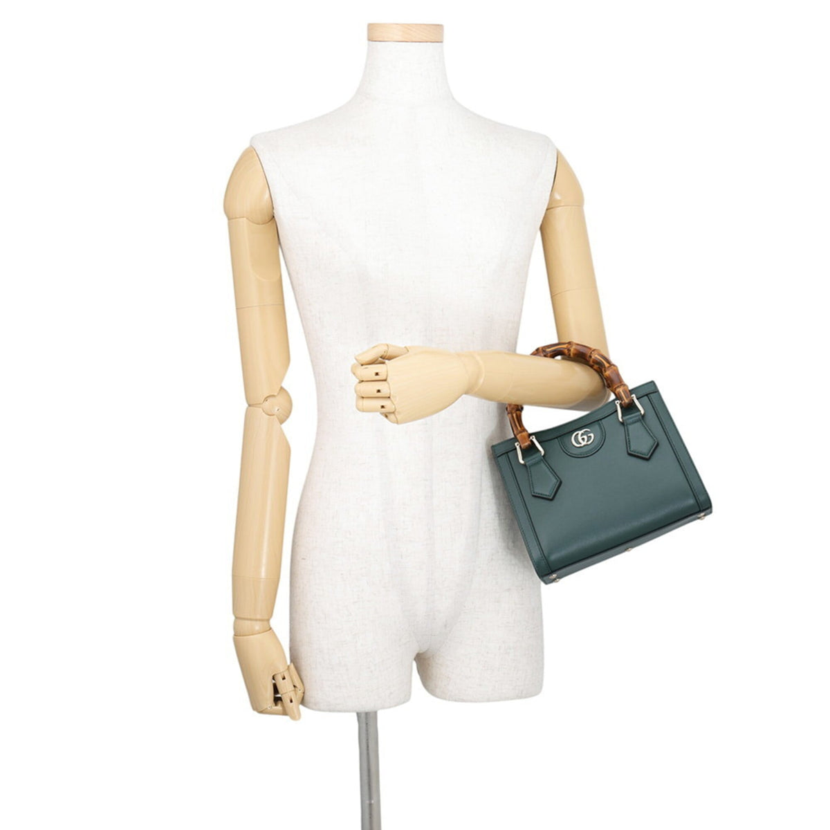 Gucci Bamboo Green Bamboo Leather Handbag Shoulder Bag (Pre-Owned)