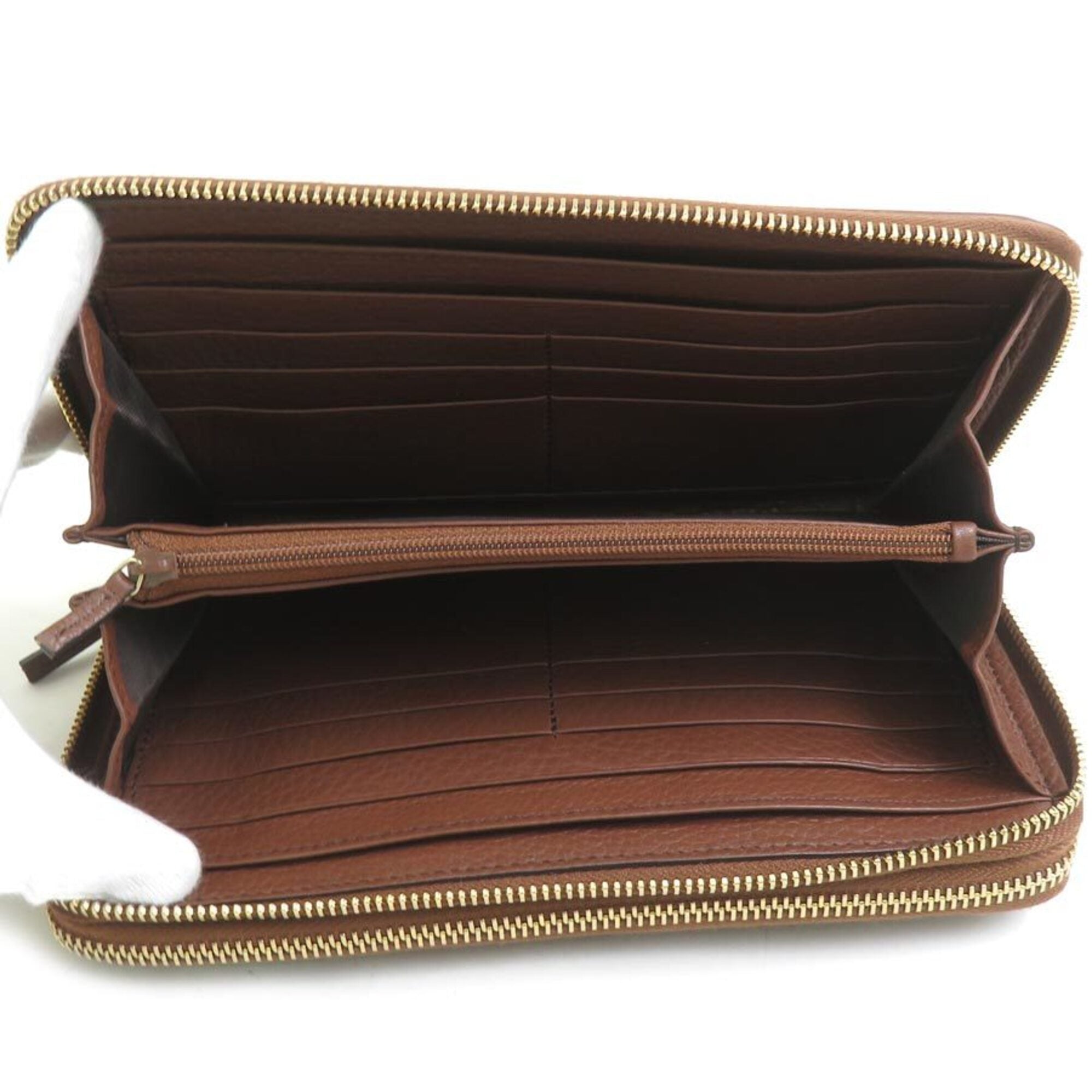 Gucci Brown Leather Long Wallet (Bi-Fold) (Pre-Owned)