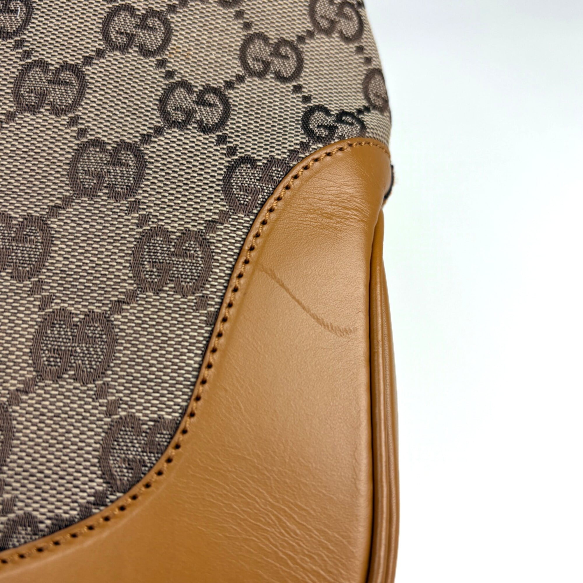 Gucci Brown Gg Canvas Leather Shoulder Bag (Pre-Owned)