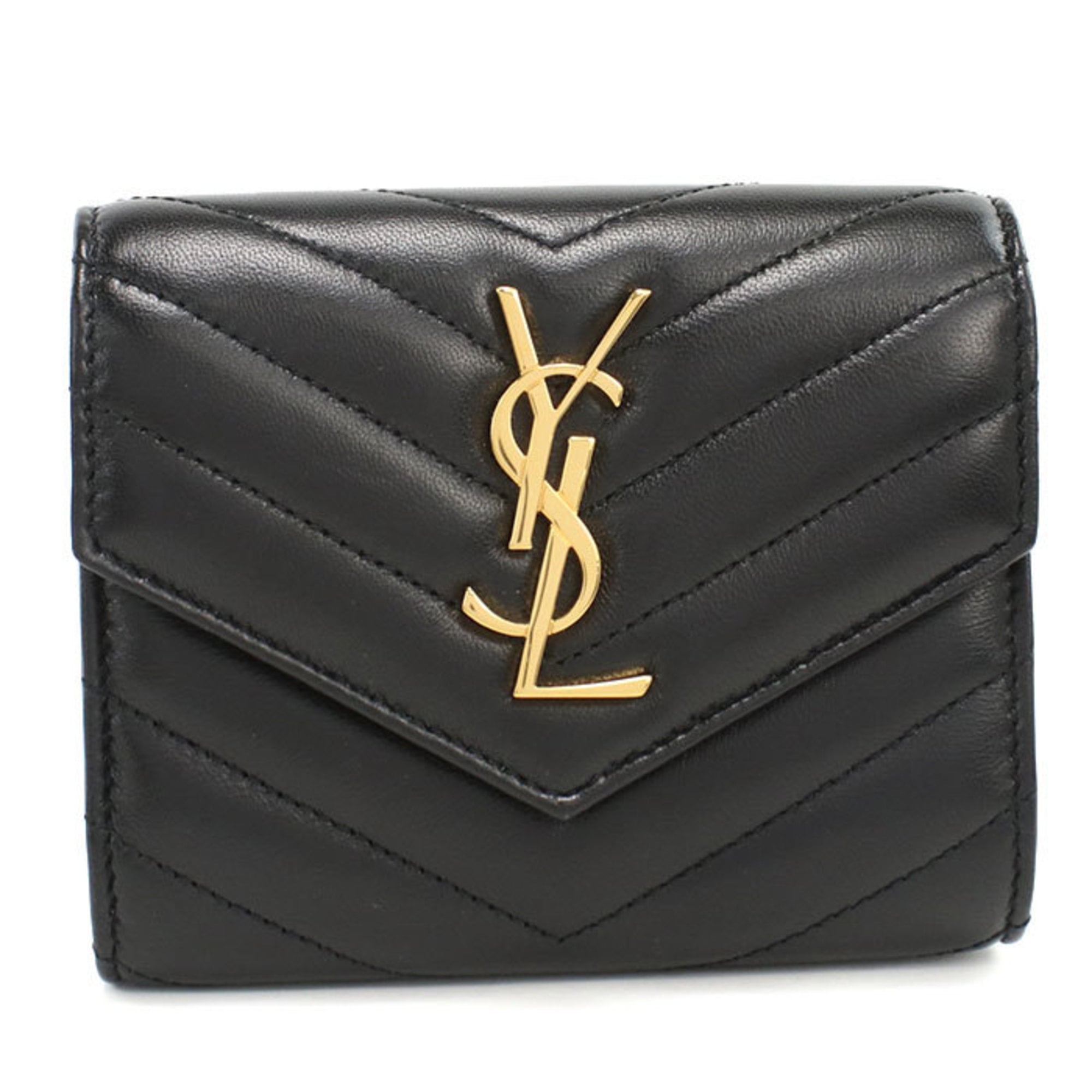 Saint Laurent Black Leather Wallet (Tri-Fold) (Pre-Owned)