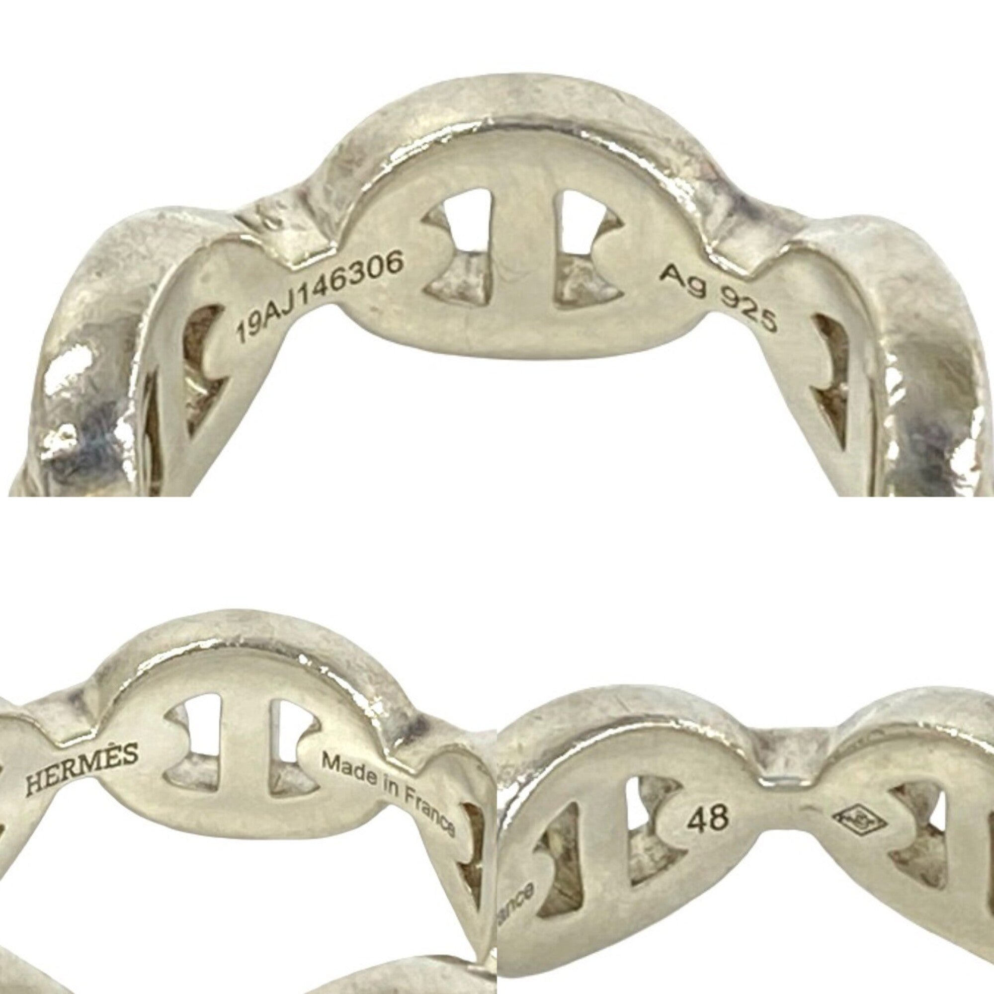 Hermes Silver Silver 925 Band Ring (Pre-Owned)