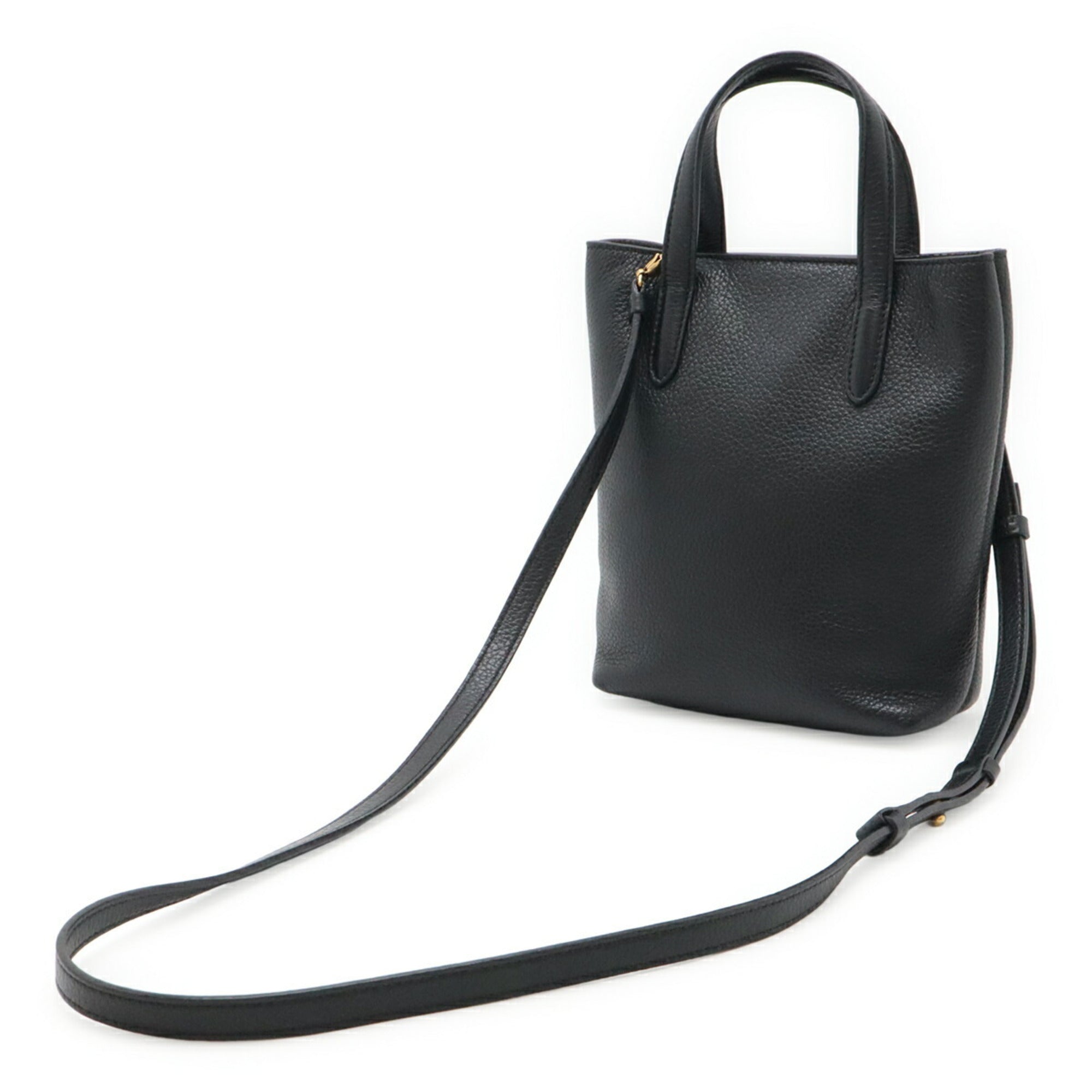 Salvatore Ferragamo Black Leather Handbag Shoulder Bag (Pre-Owned)