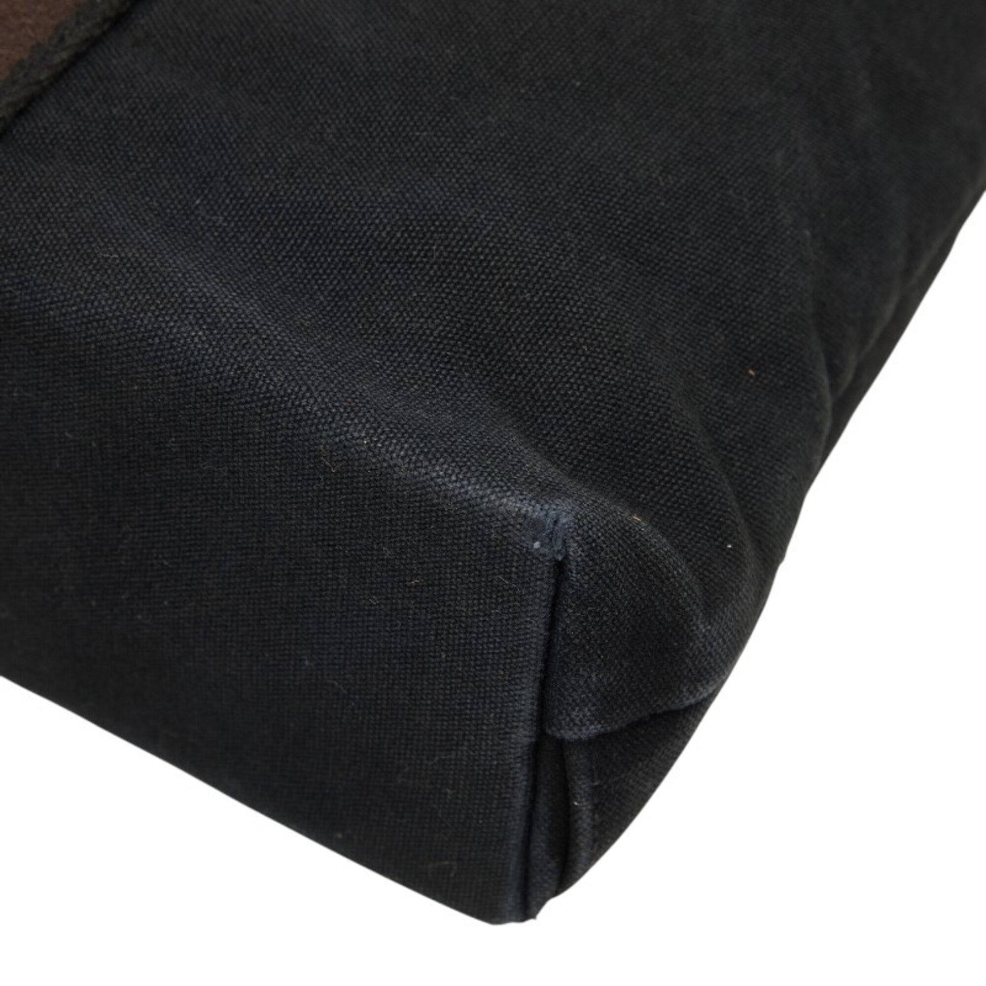 Hermes Black Canvas Leather Tote Bag (Pre-Owned)