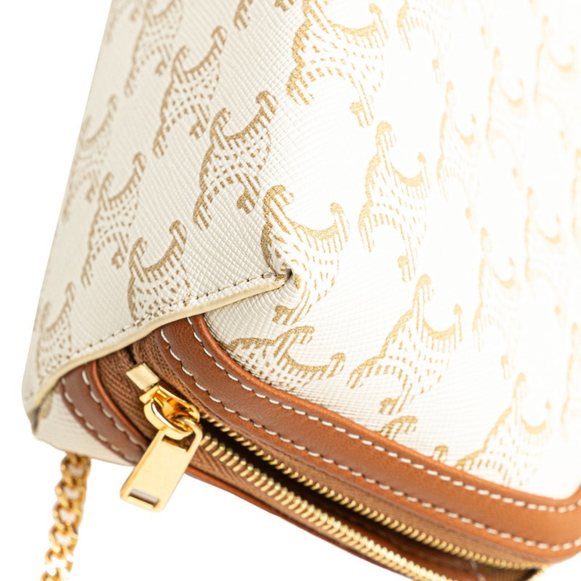 Celine Brown White Pvc Leather Shoulder Bag (Pre-Owned)