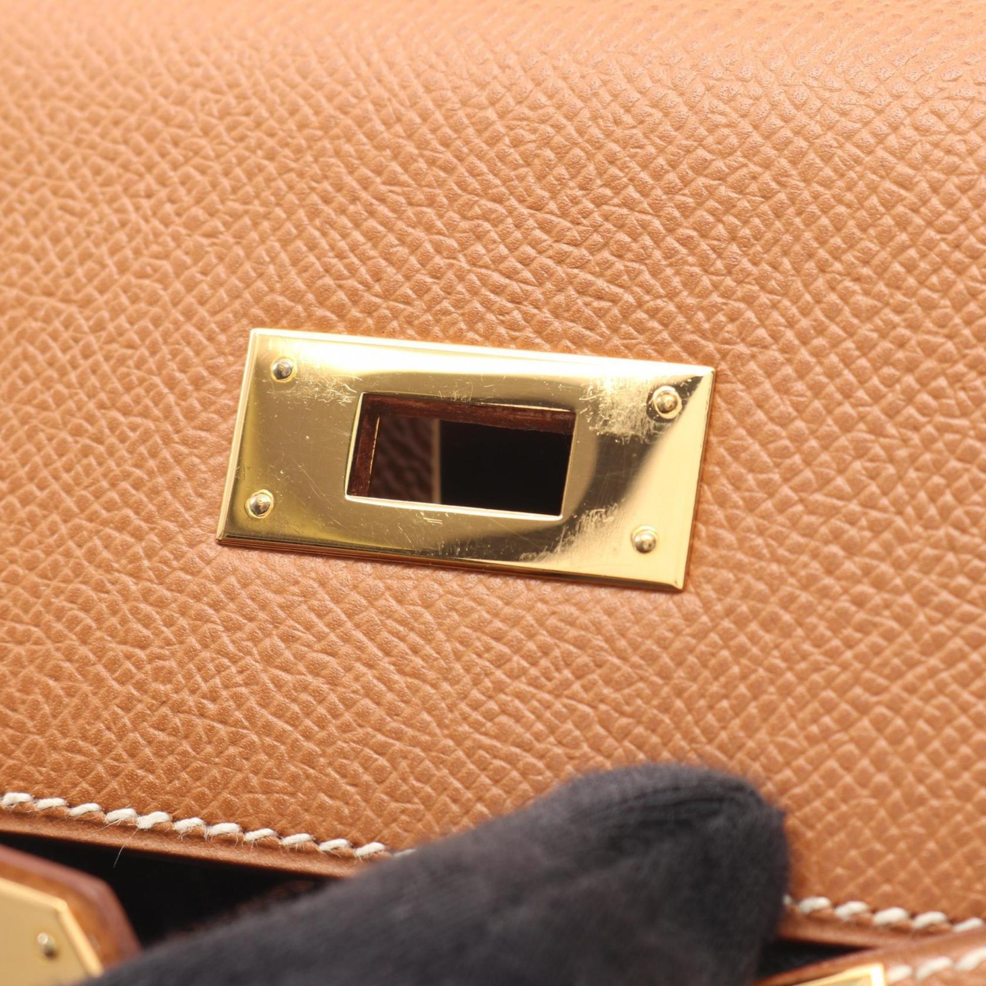 Hermes Brown Gold Brown Courchevel Leather Leather Handbag (Pre-Owned)