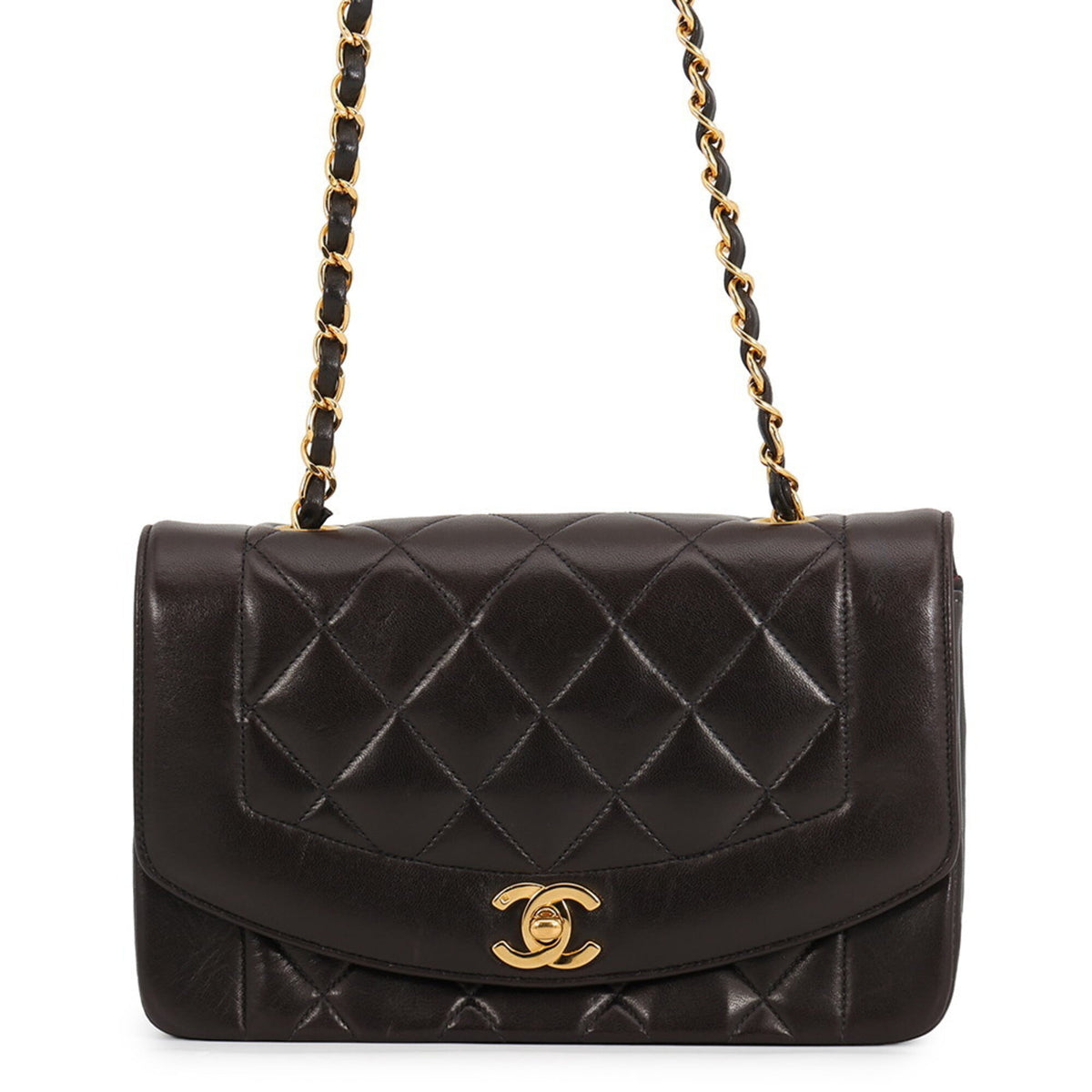 Chanel Matelasse Dark Brown Leather Handbag Shoulder Bag (Pre-Owned)