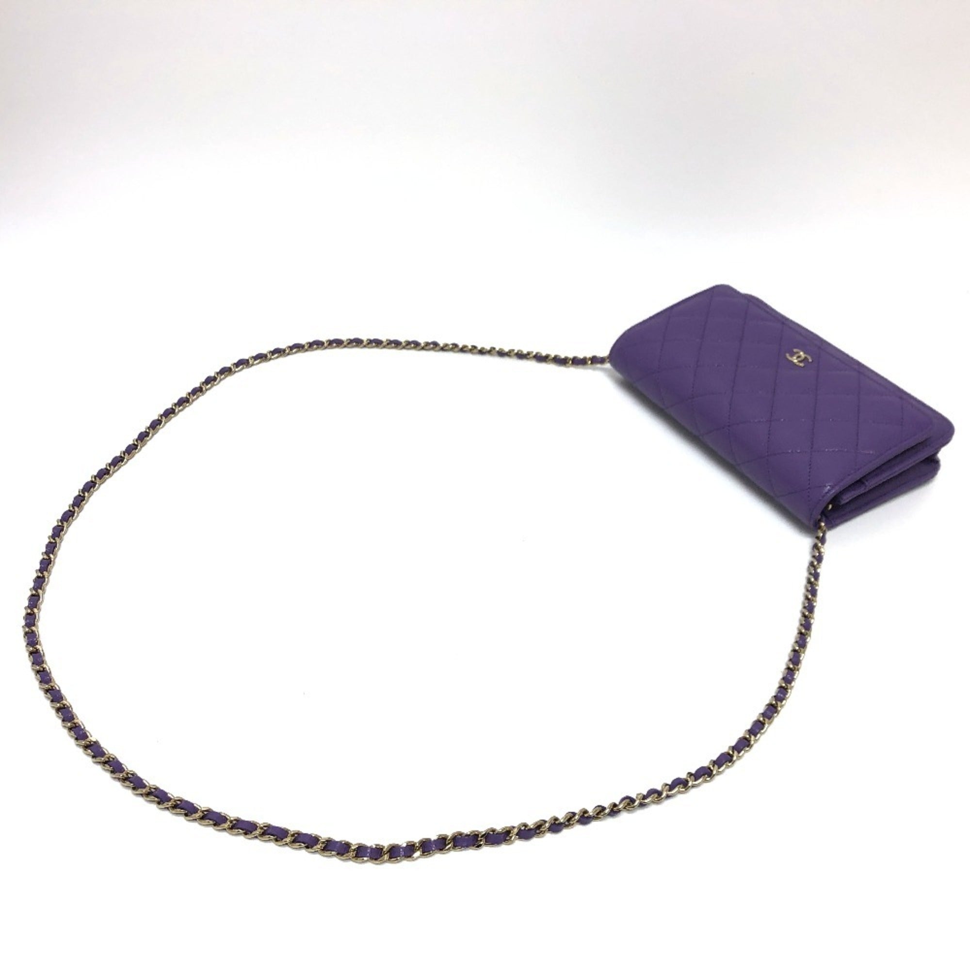 Chanel Matelasse Purple Caviar Leather Shoulder Bag (Pre-Owned)