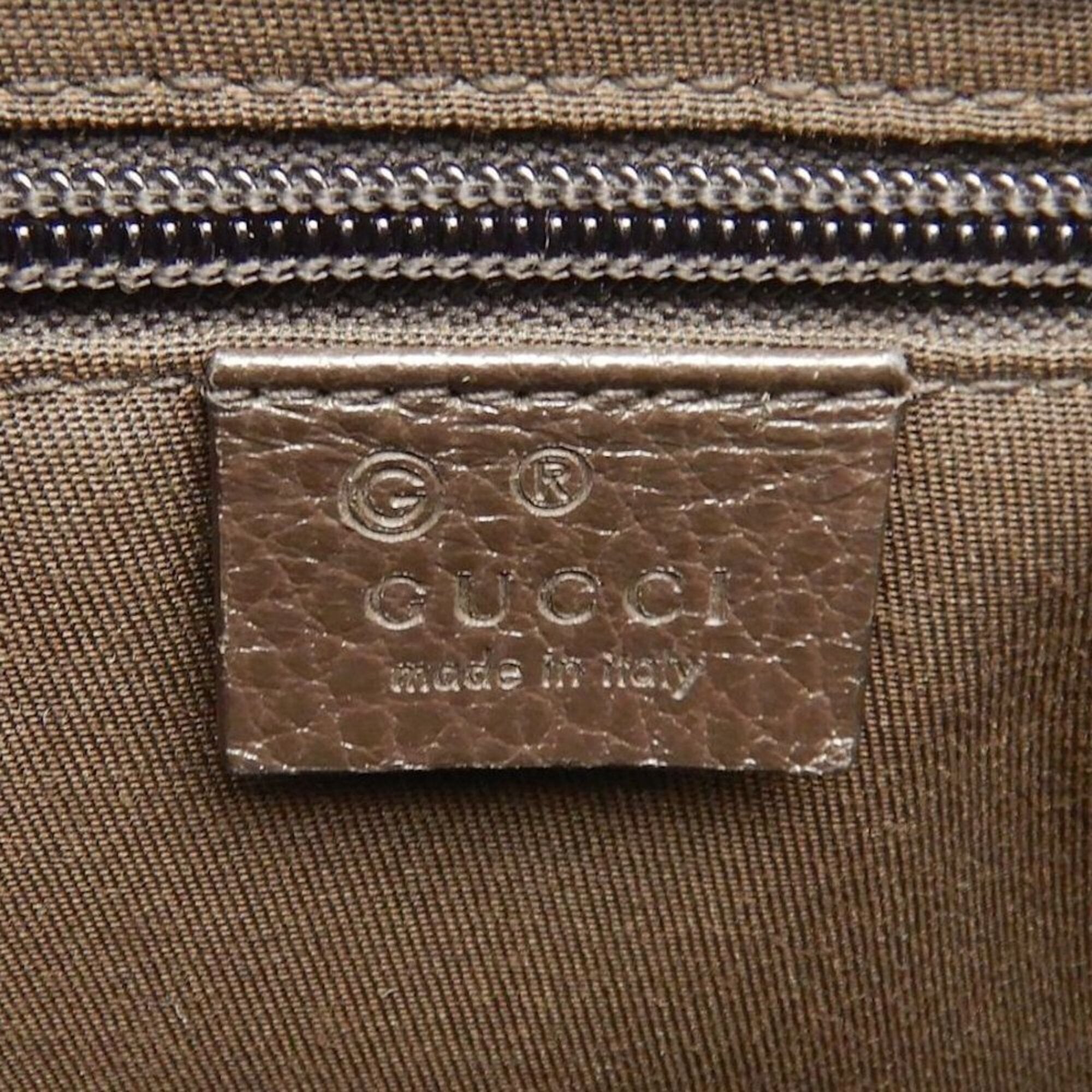Gucci Gg Canvas Beige Gg Canvas Leather Shoulder Bag (Pre-Owned)