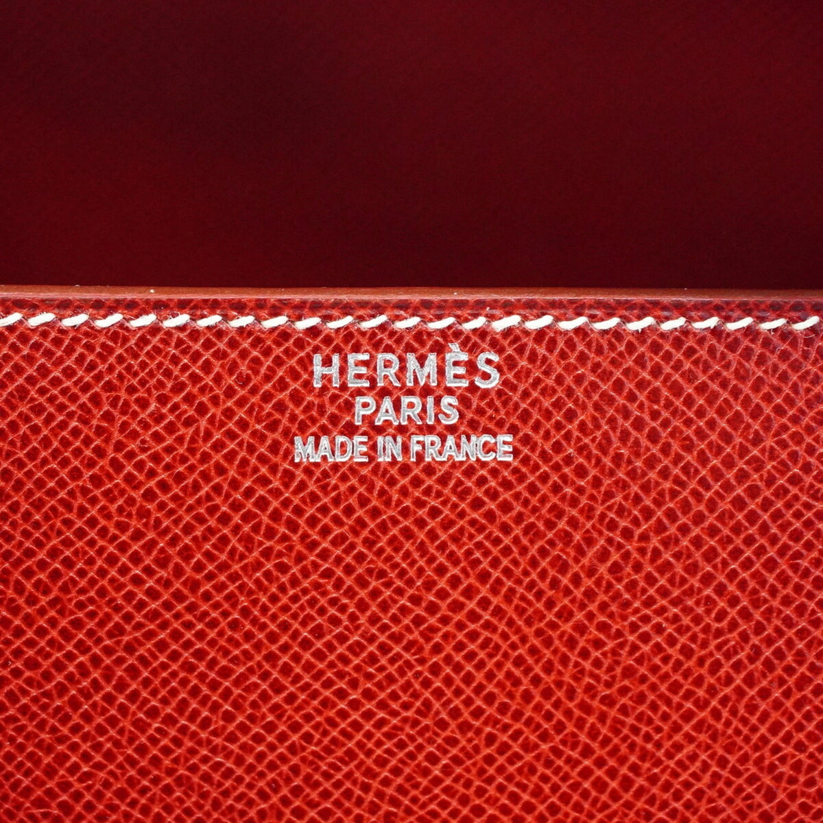 Hermes Rouge Casaque Courchevel Leather Handbag (Pre-Owned)