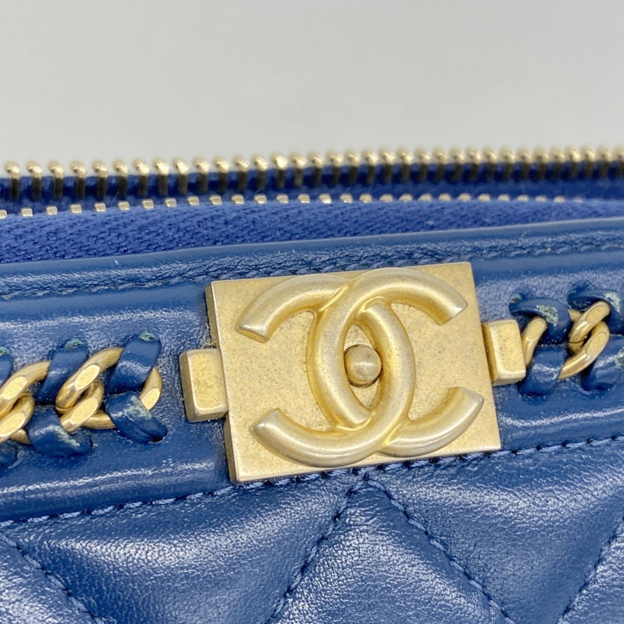 Chanel Navy Leather Long Wallet (Bi-Fold) (Pre-Owned)