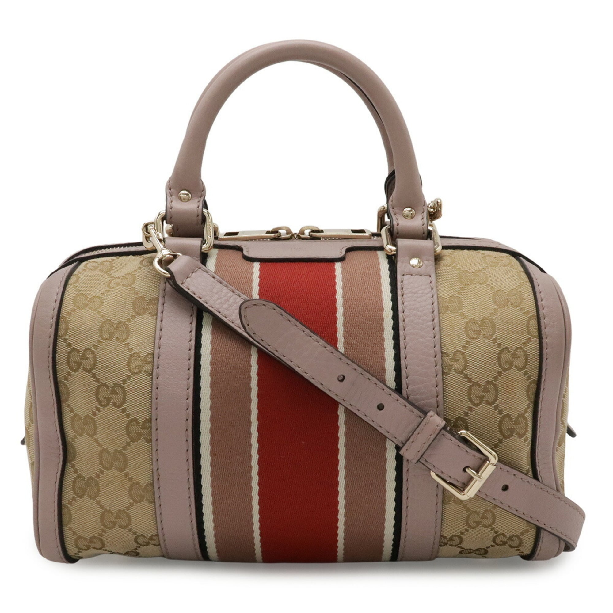 Gucci Beige Pink Pink Red Red Color Yellow Gg Canvas Handbag (Pre-Owned)