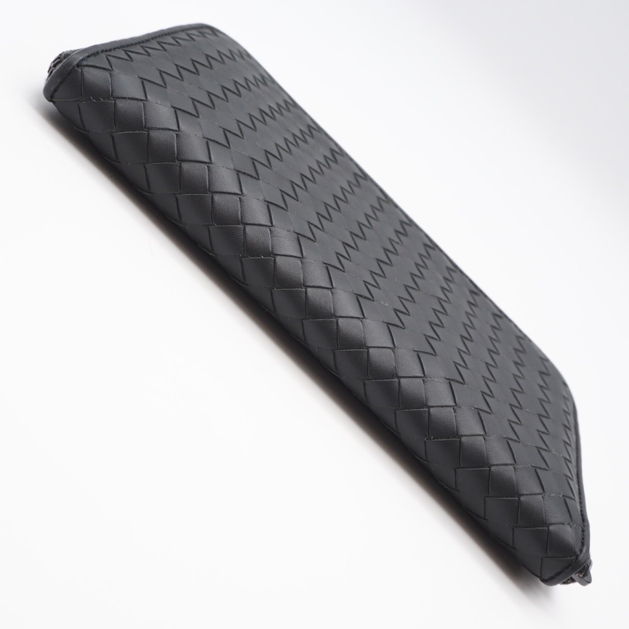 Bottega Veneta Intrecciato Gray Leather Long Wallet (Bi-Fold) (Pre-Owned)