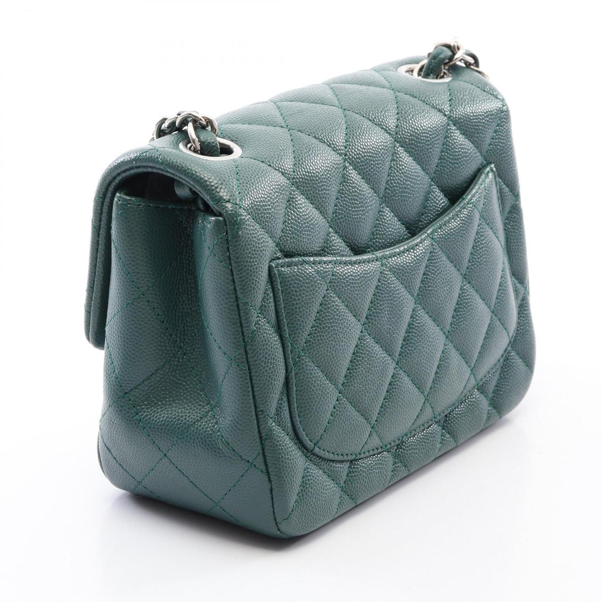Chanel Green Grained Calfskin Handbag Shoulder Bag (Pre-Owned)