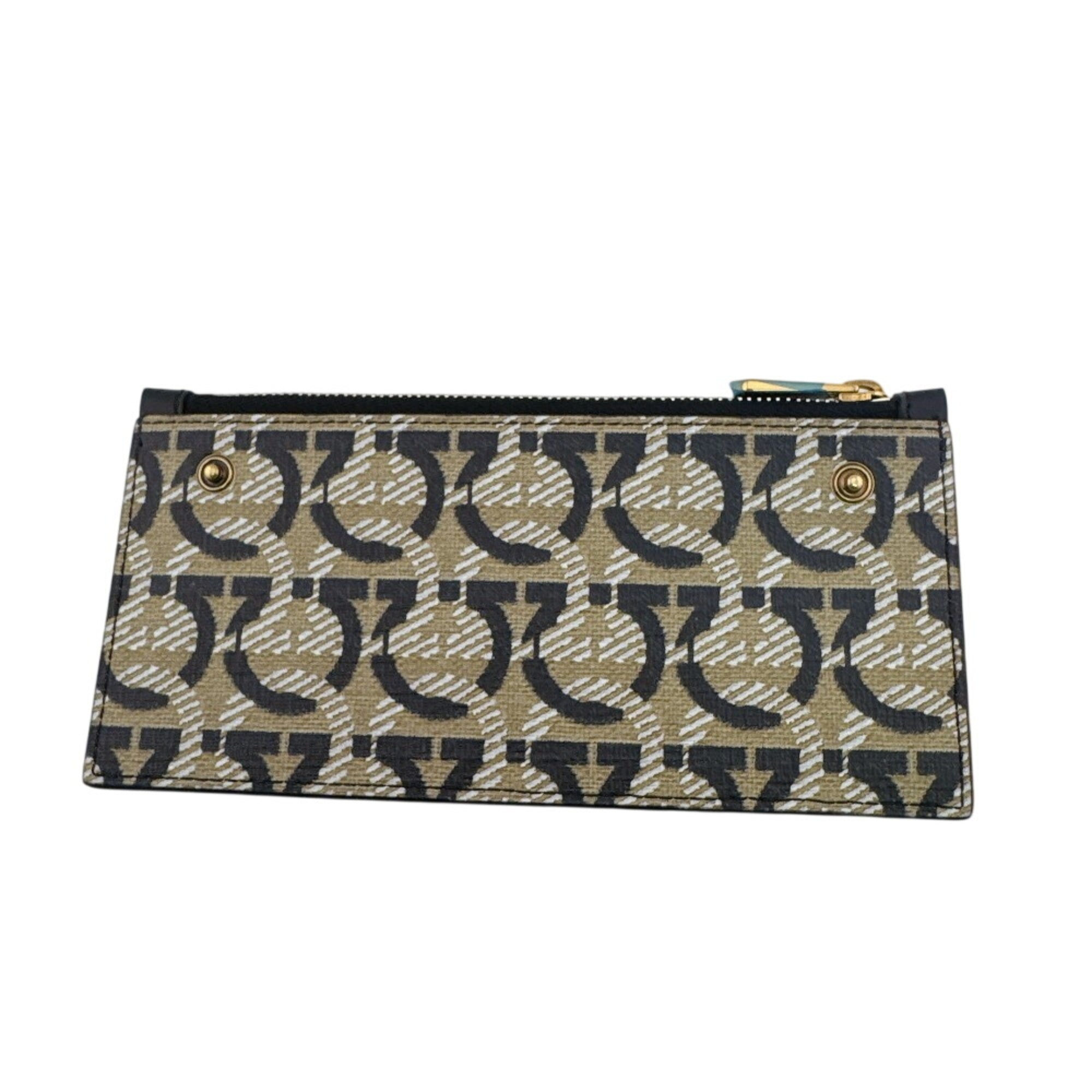 Salvatore Ferragamo Navy Leather Long Wallet (Tri-Fold) (Pre-Owned)