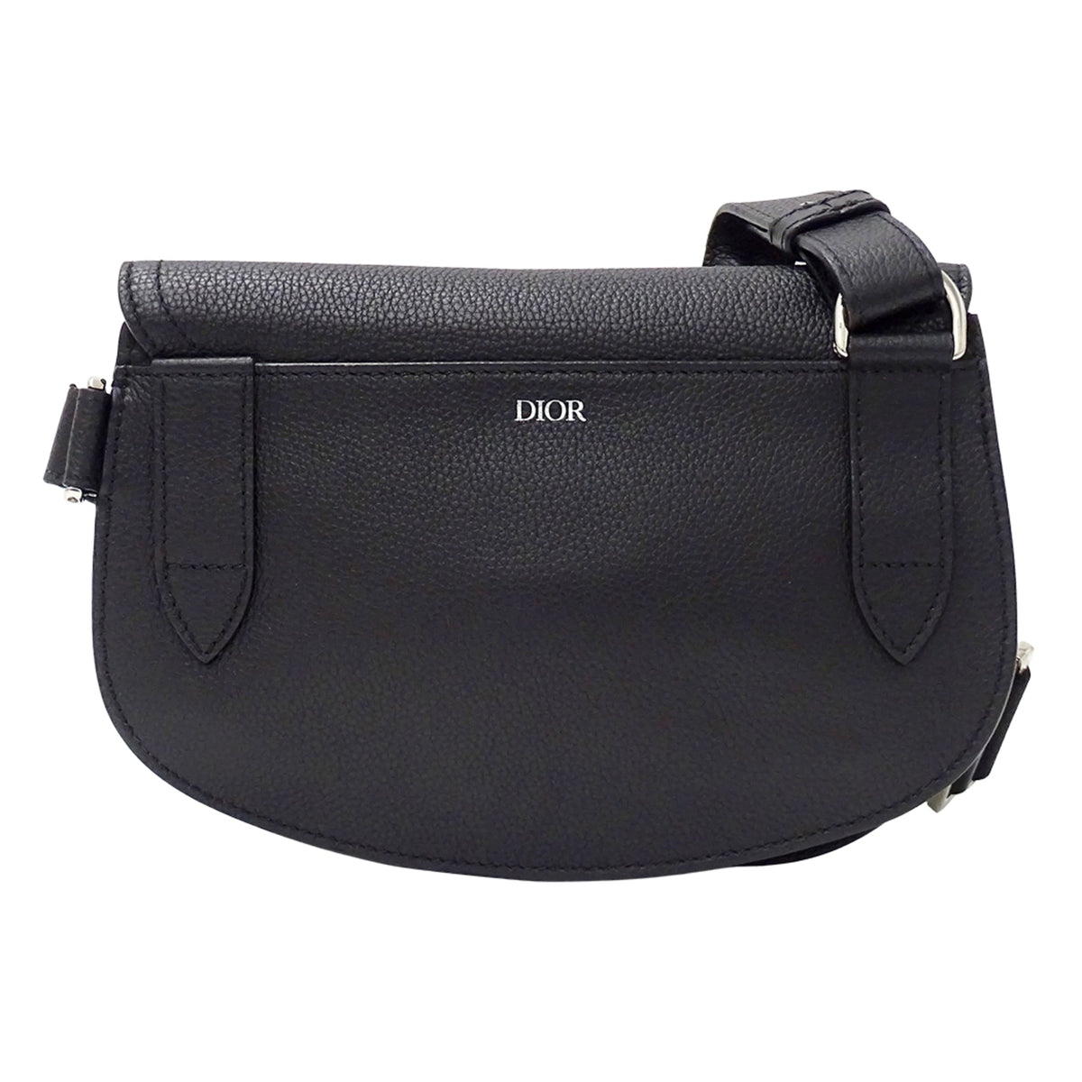 Christian Dior Black Leather Saddle Bag Shoulder Bag Sling Bag (Pre-Owned)