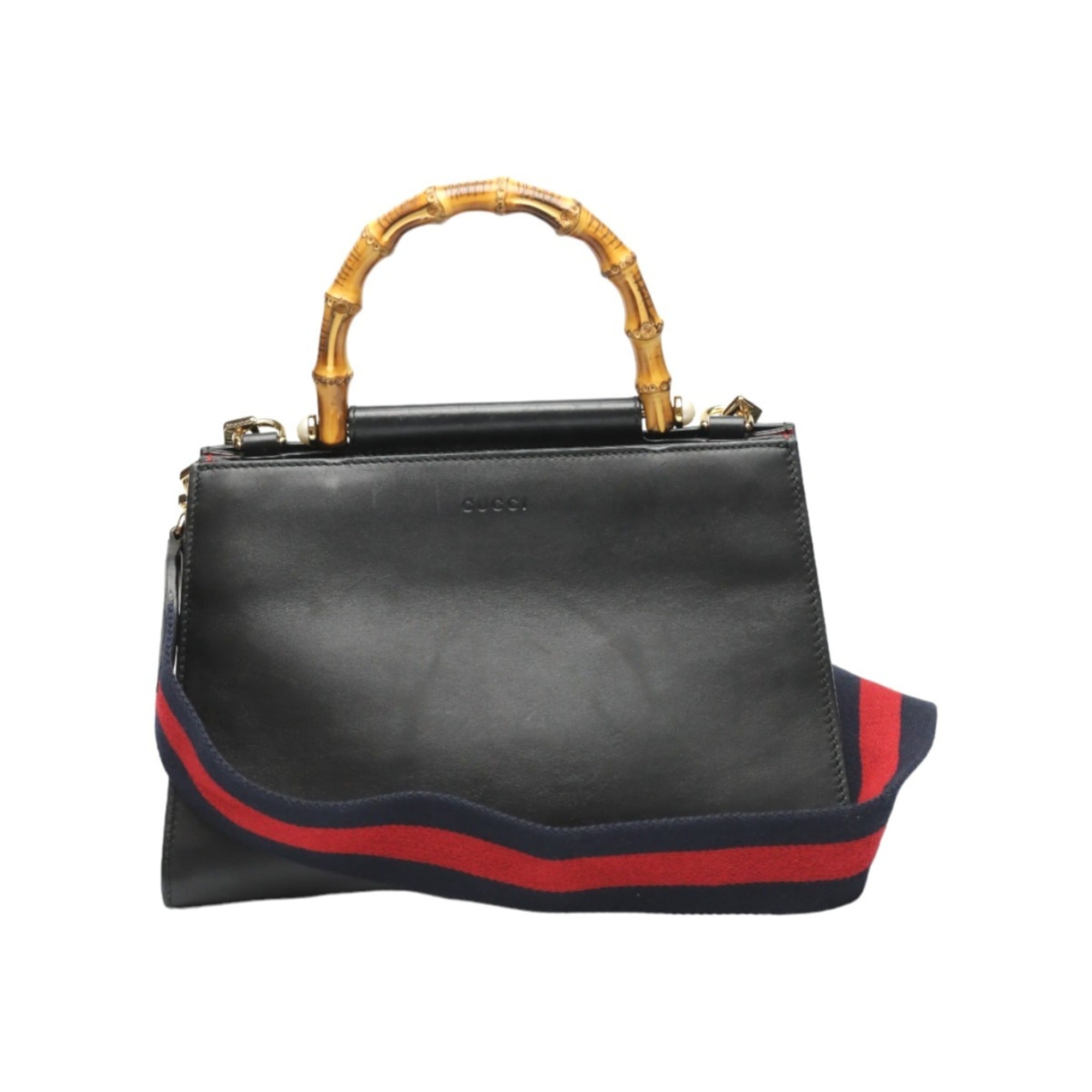 Gucci Bamboo Black Leather Handbag (Pre-Owned)