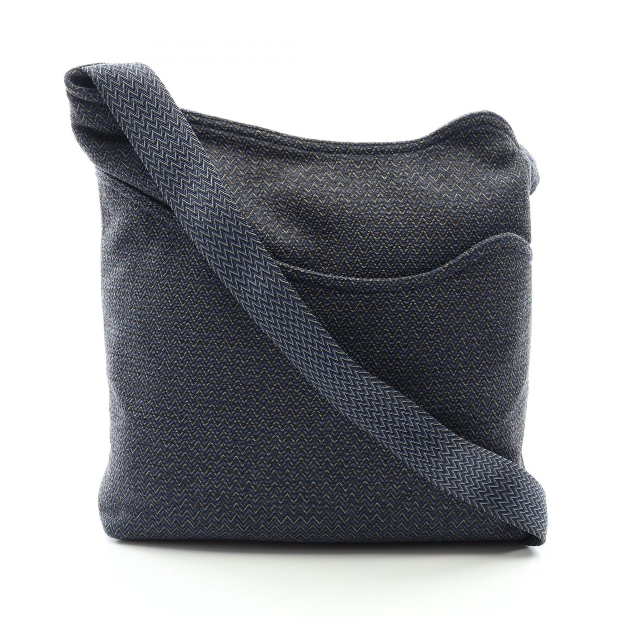 Hermes Navy Canvas Handbag Shoulder Bag (Pre-Owned)