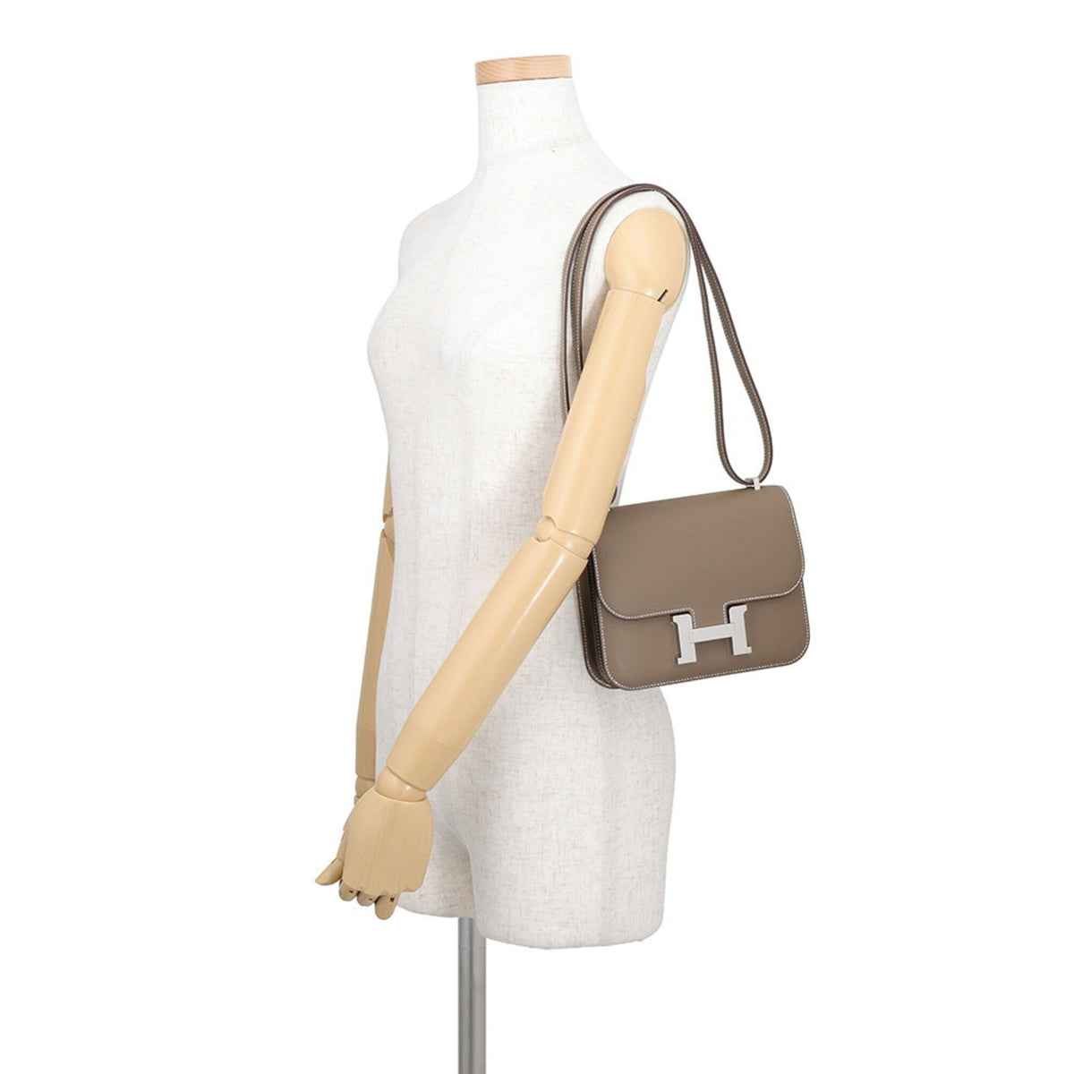 Hermes Etoupe Gray Epsom Leather Shoulder Bag