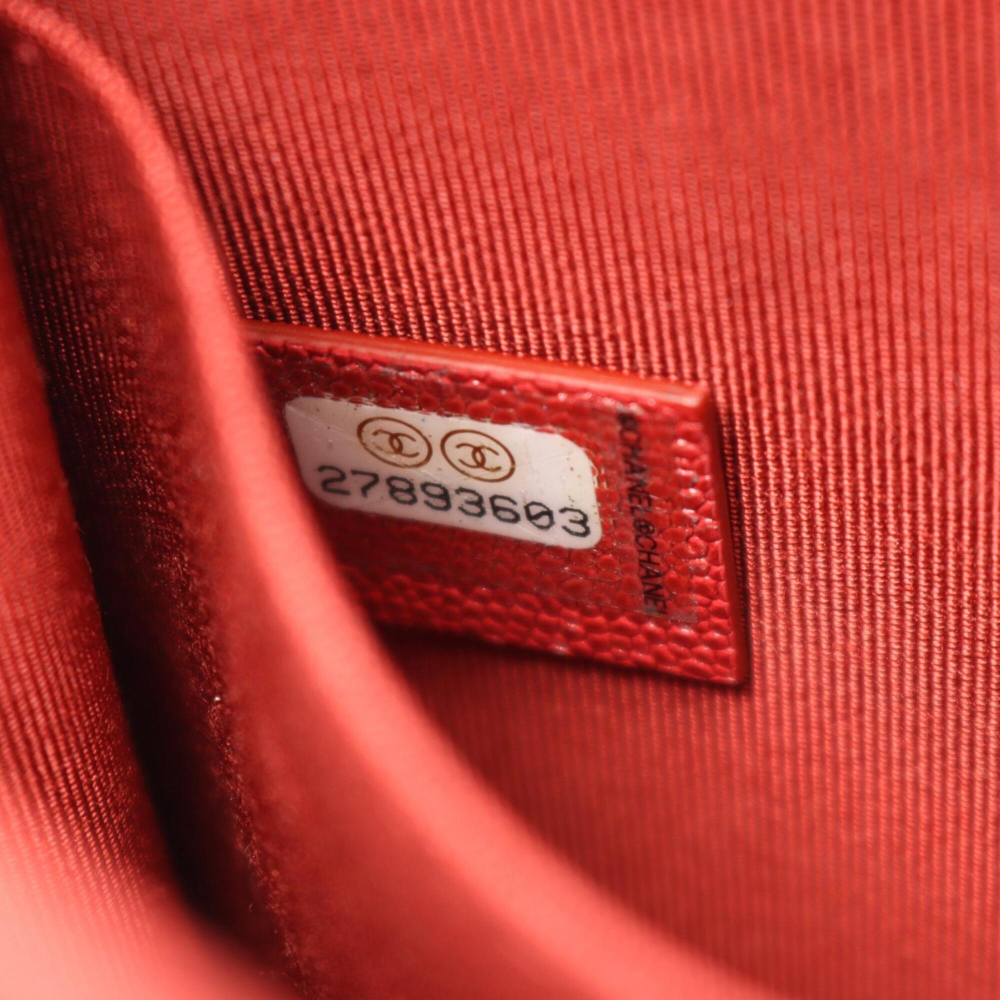 Chanel Matelasse Red Color Leather Handbag Shoulder Bag (Pre-Owned)