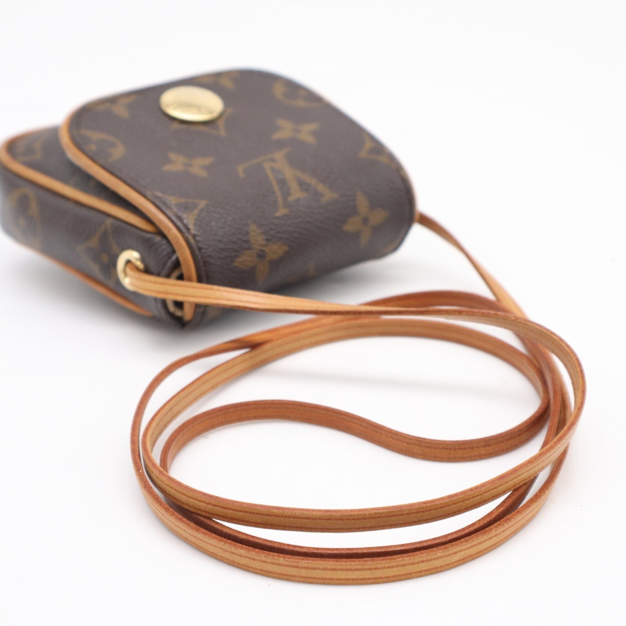 Louis Vuitton Beige Brown Coated Canvas Leather Pochette Shoulder Bag (Pre-Owned)