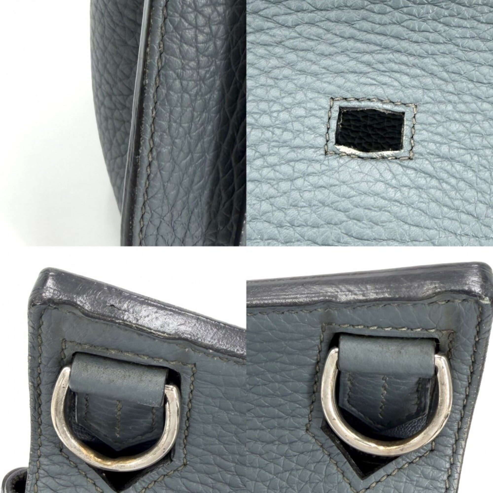 Hermes Blue Leather Shoulder Bag (Pre-Owned)