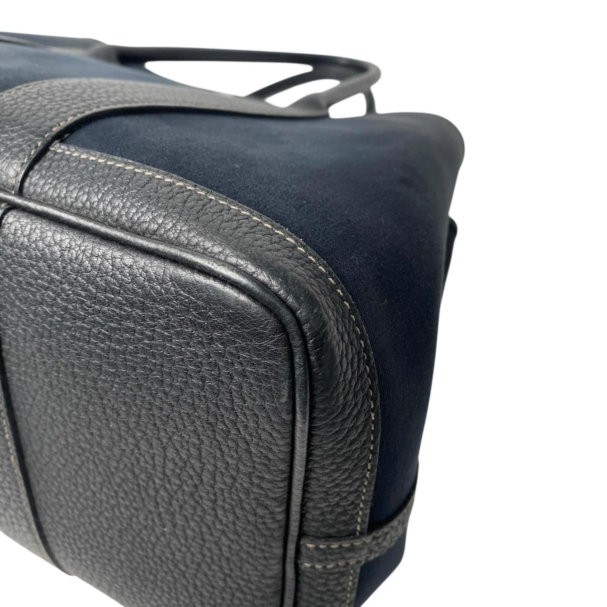 Hermes Black Canvas Leather Tote Bag (Pre-Owned)