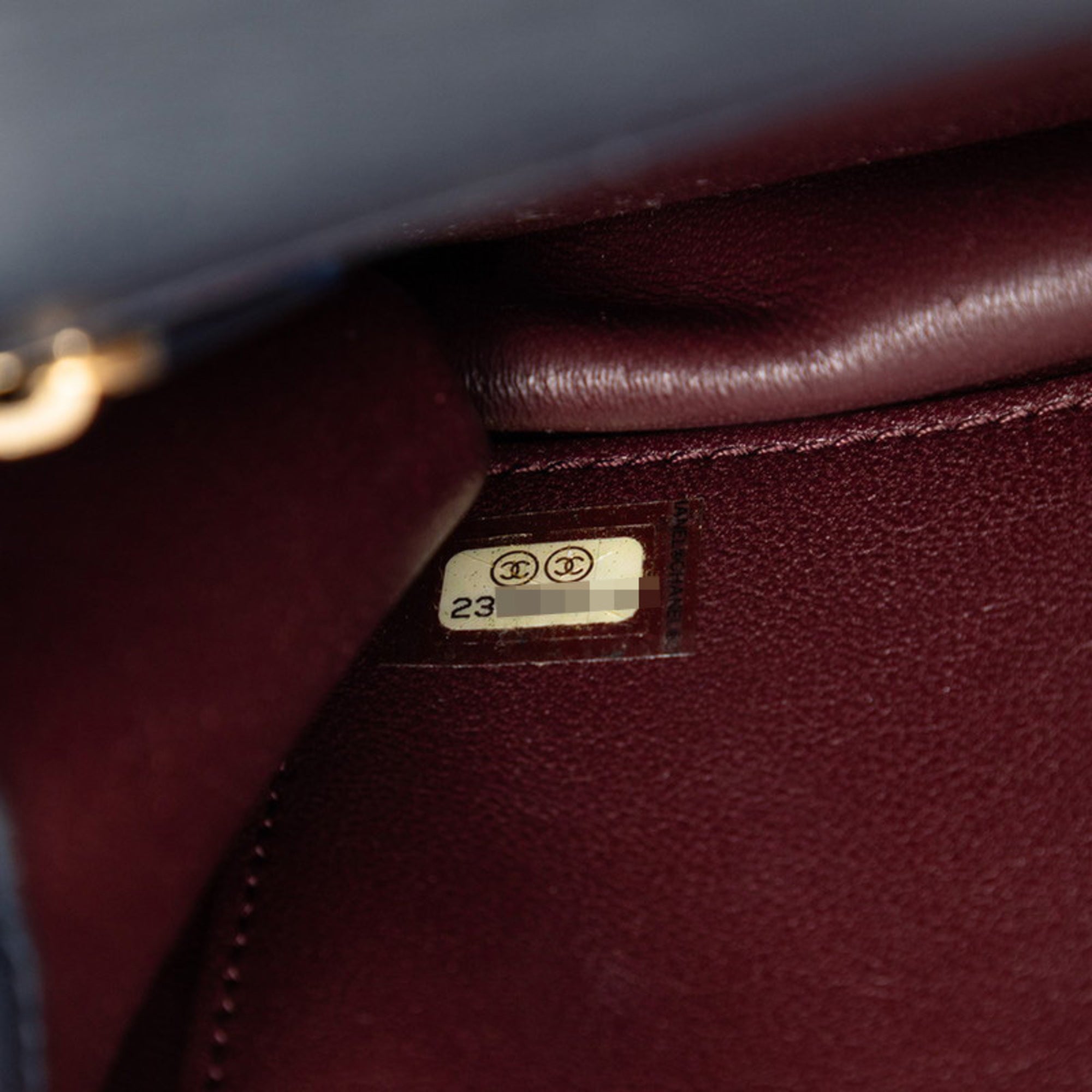 Chanel Gold Navy Leather Shoulder Bag (Pre-Owned)