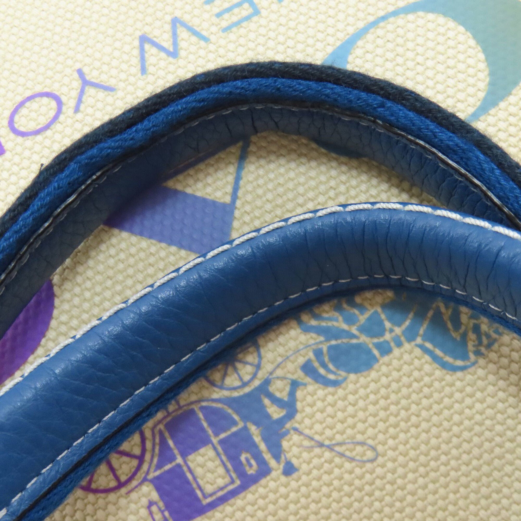 Coach Beige Blue Canvas Tote Bag (Pre-Owned)