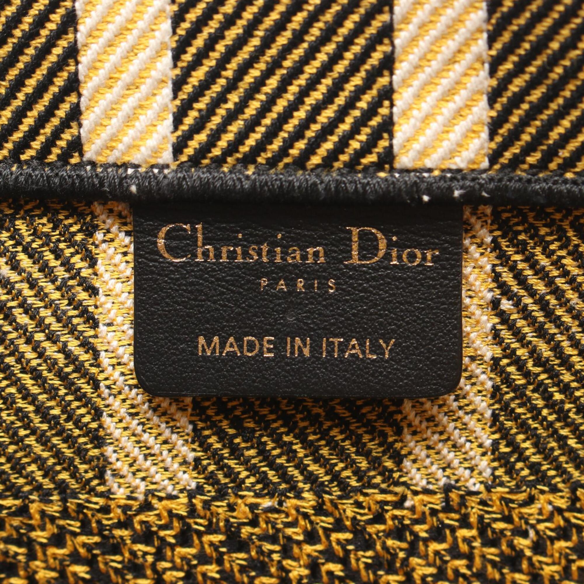 Christian Dior Black Yellow Canvas Handbag Tote Bag (Pre-Owned)