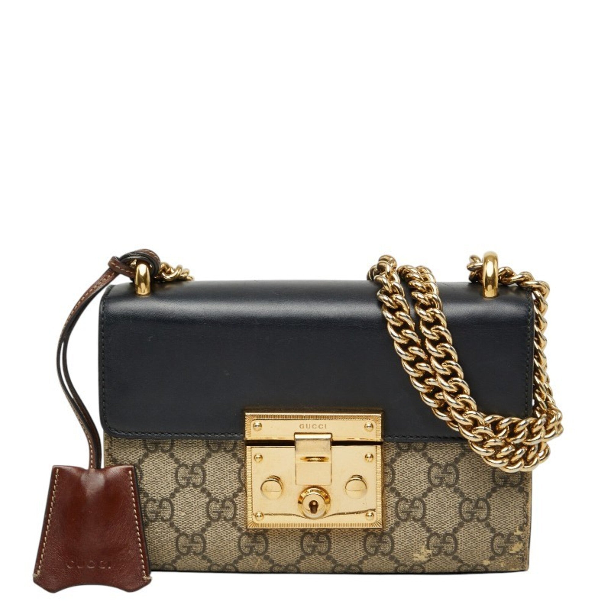 Gucci Black Brown Leather Shoulder Bag (Pre-Owned)
