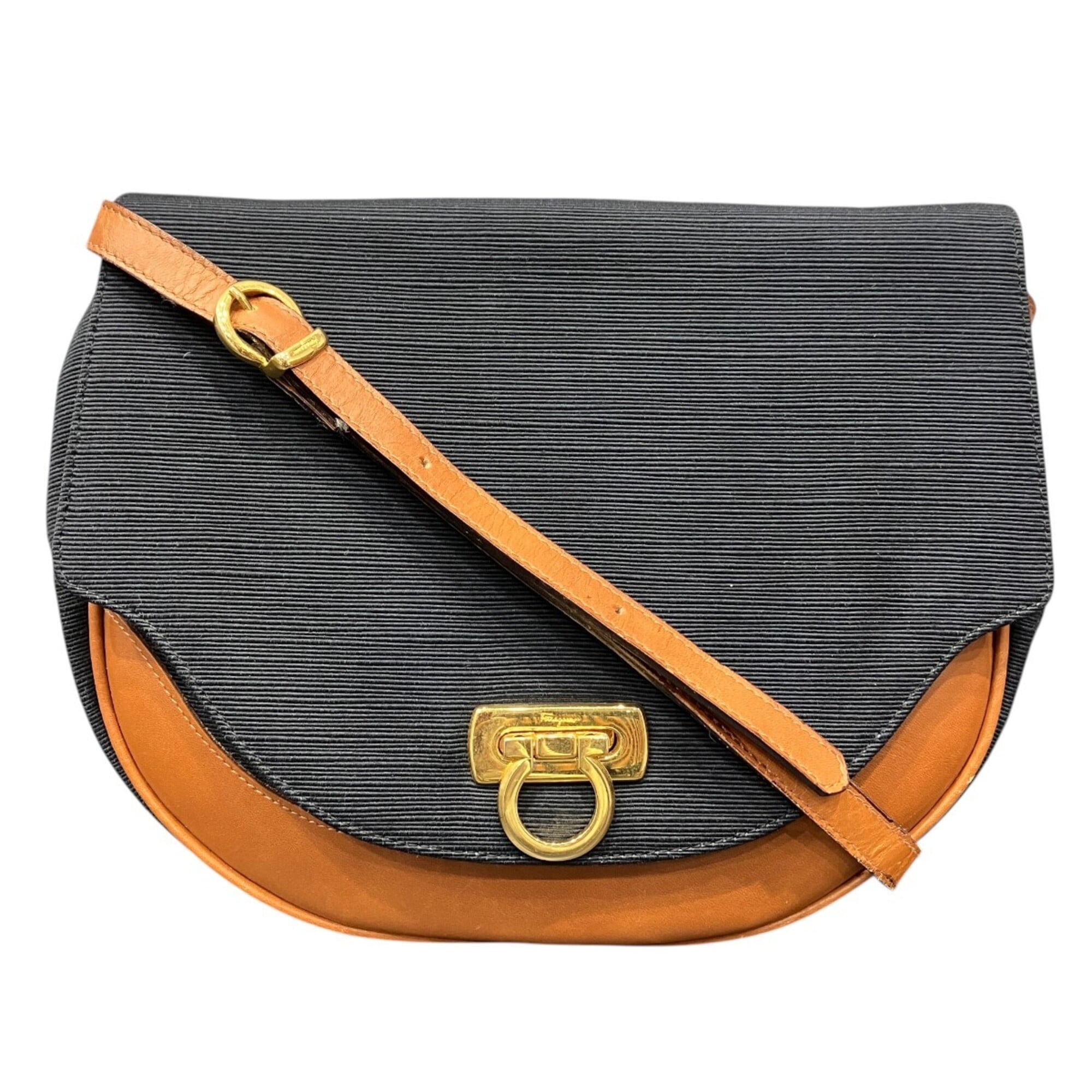 Salvatore Ferragamo Navy Canvas Shoulder Bag (Pre-Owned)