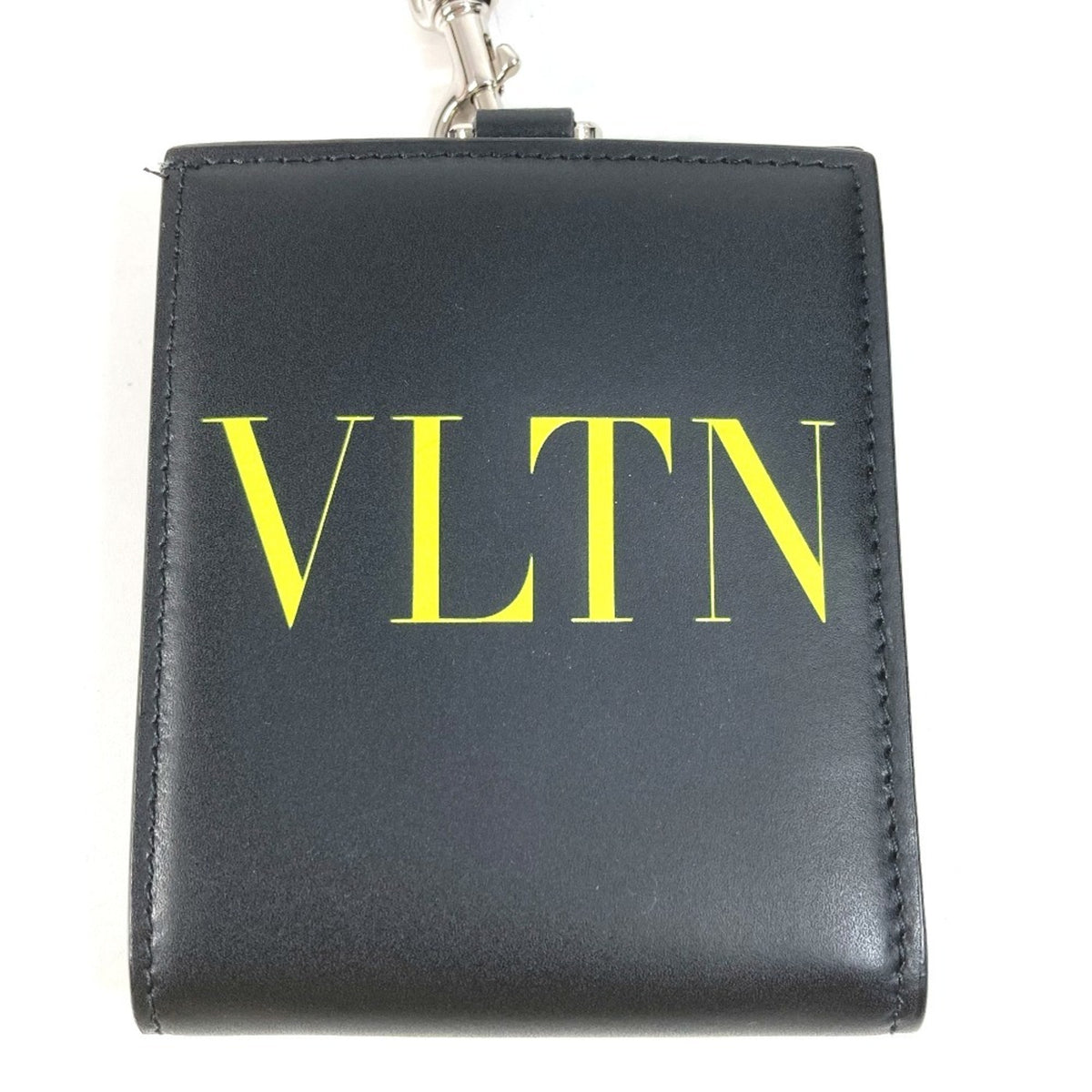 Valentino Black Yellow Leather Coin Purse/Coin Case (Pre-Owned)