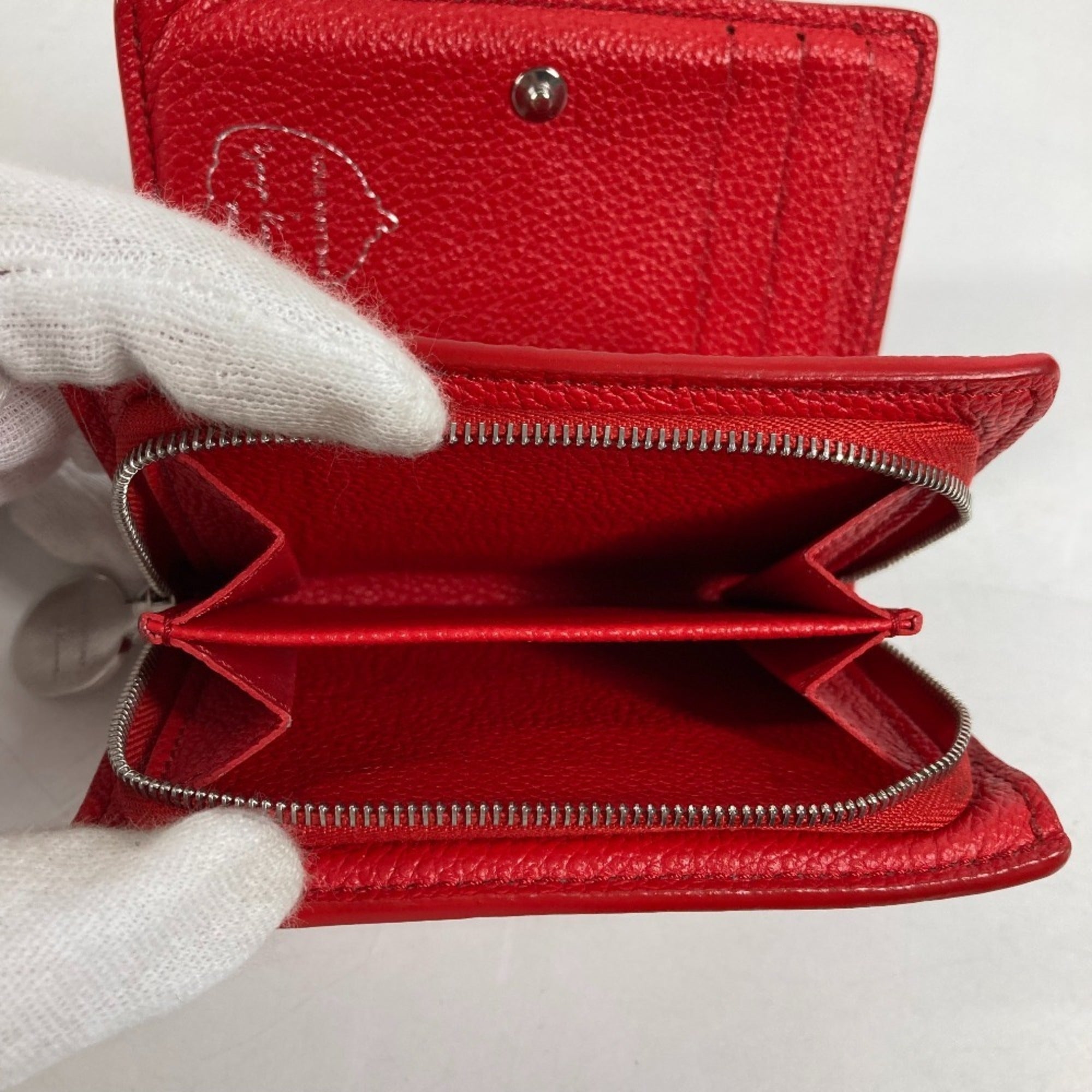Louis Vuitton Red Color White Leather Wallet (Bi-Fold) (Pre-Owned)