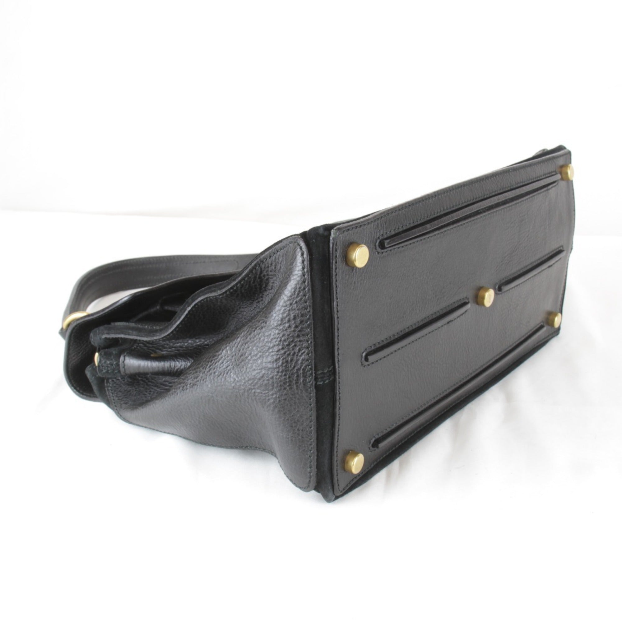 Yves Saint Laurent Black White Leather Handbag (Pre-Owned)