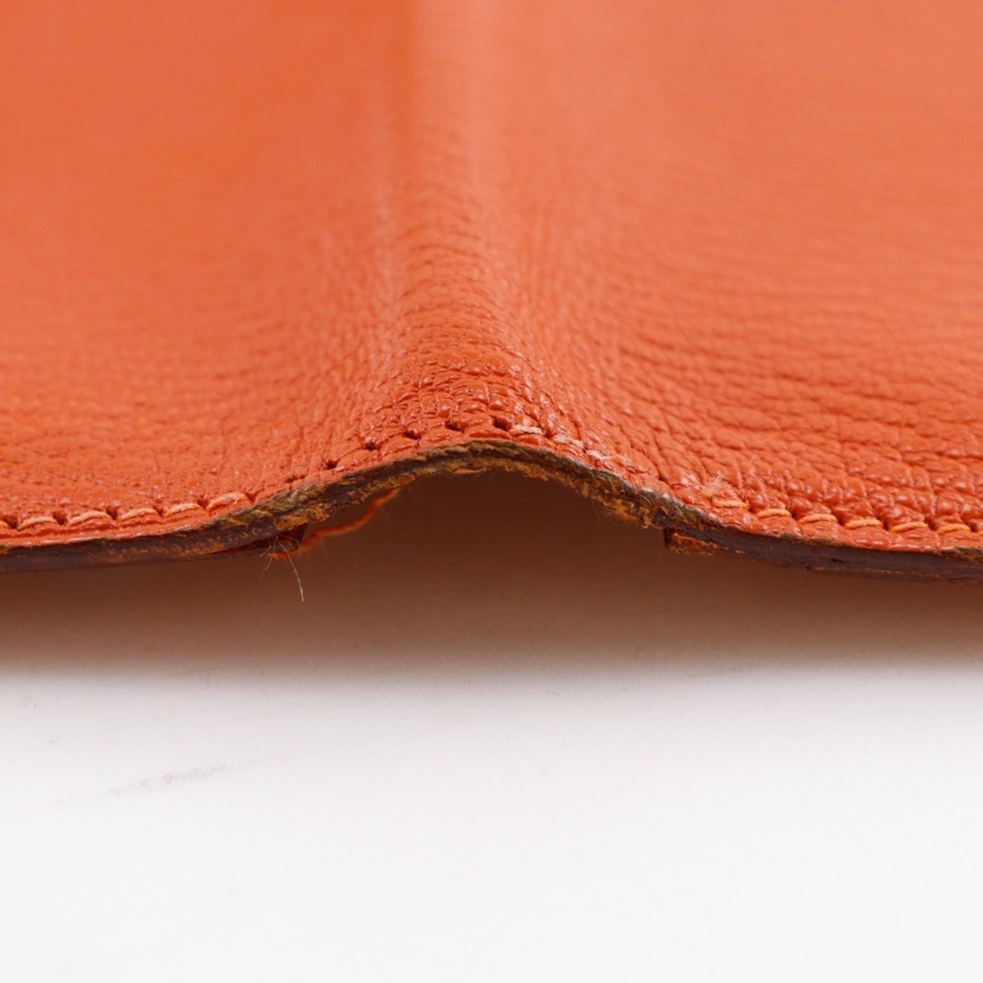 Hermes Orange Chevre Leather Long Wallet (Bi-Fold) (Pre-Owned)